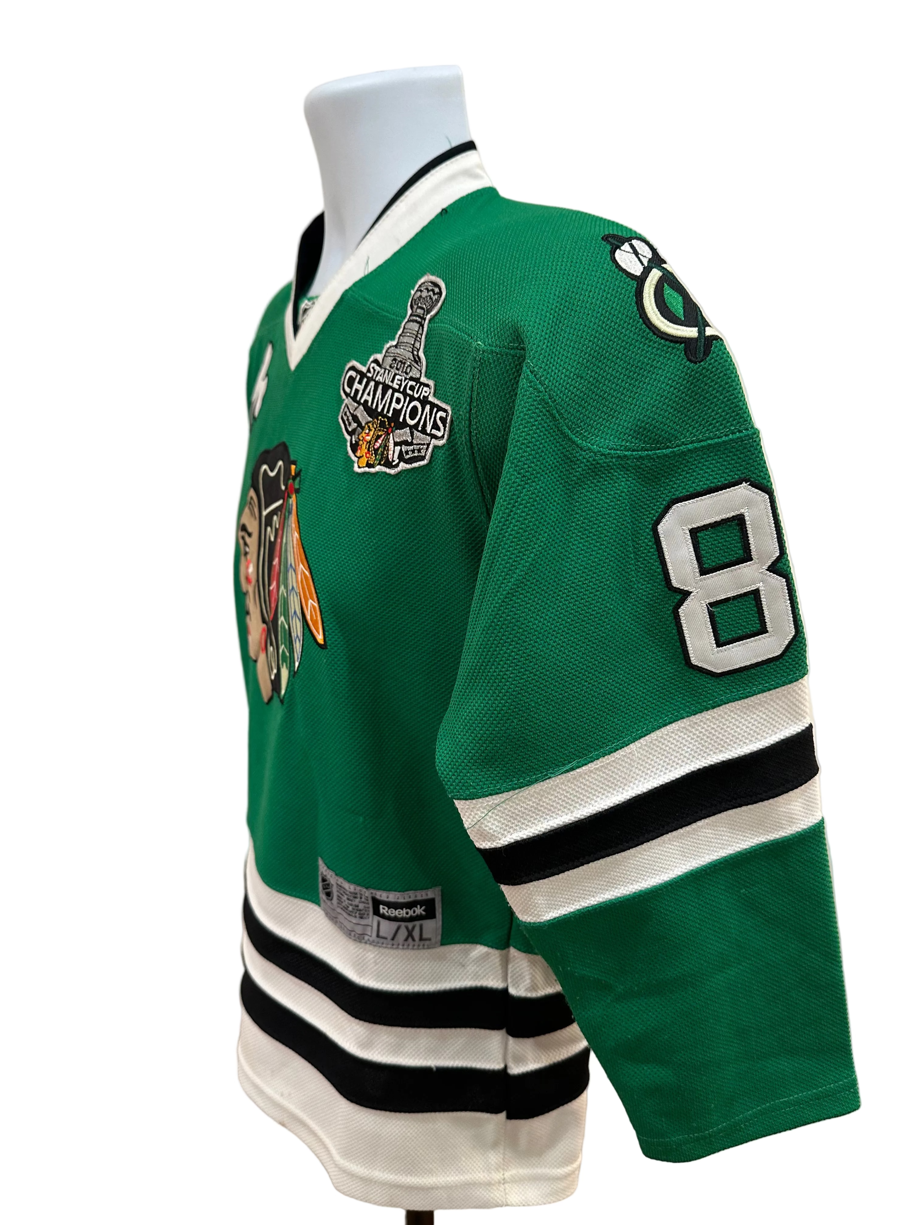 (Kids L/XL) Reebok Marian Hossa Green Irish Chicago Blackhawks Jersey