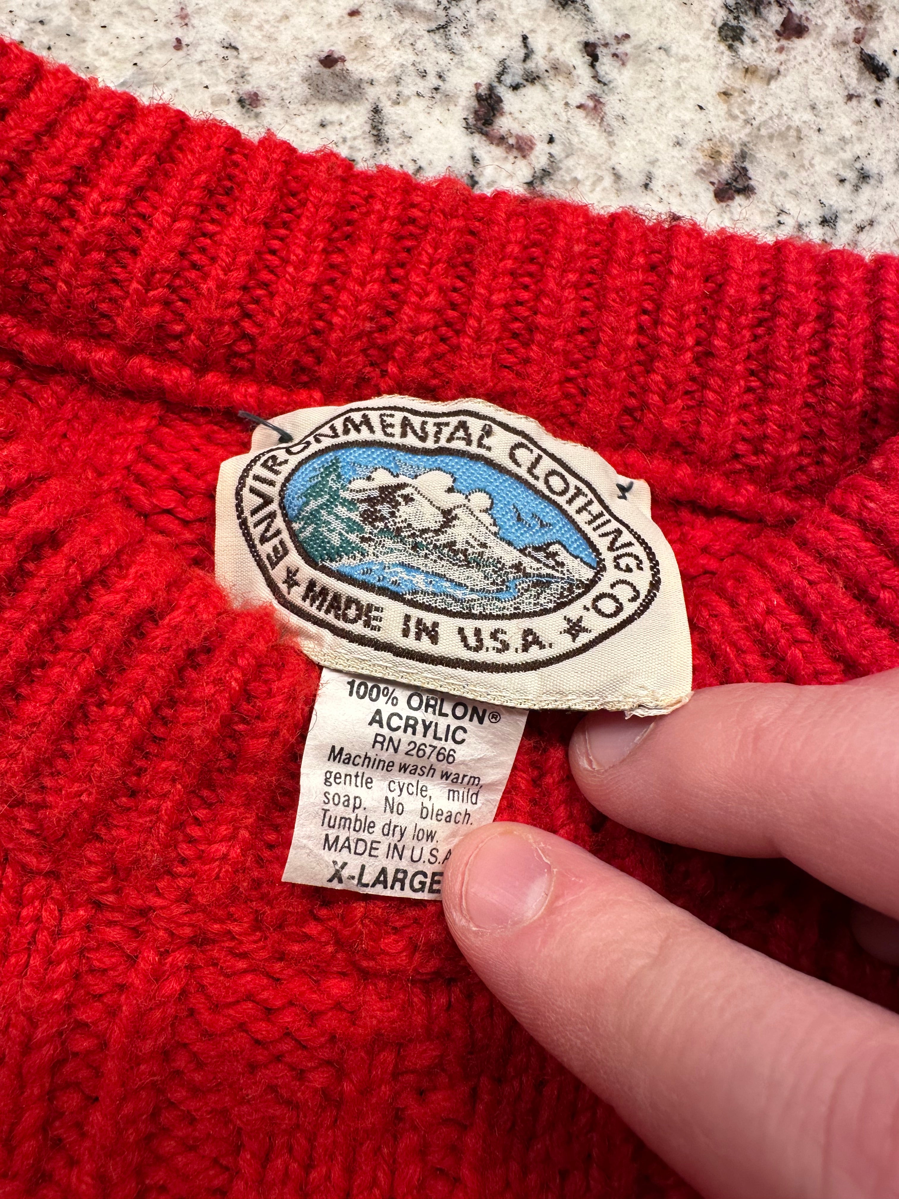 (Women's XL) Vintage 80s Red Sweater