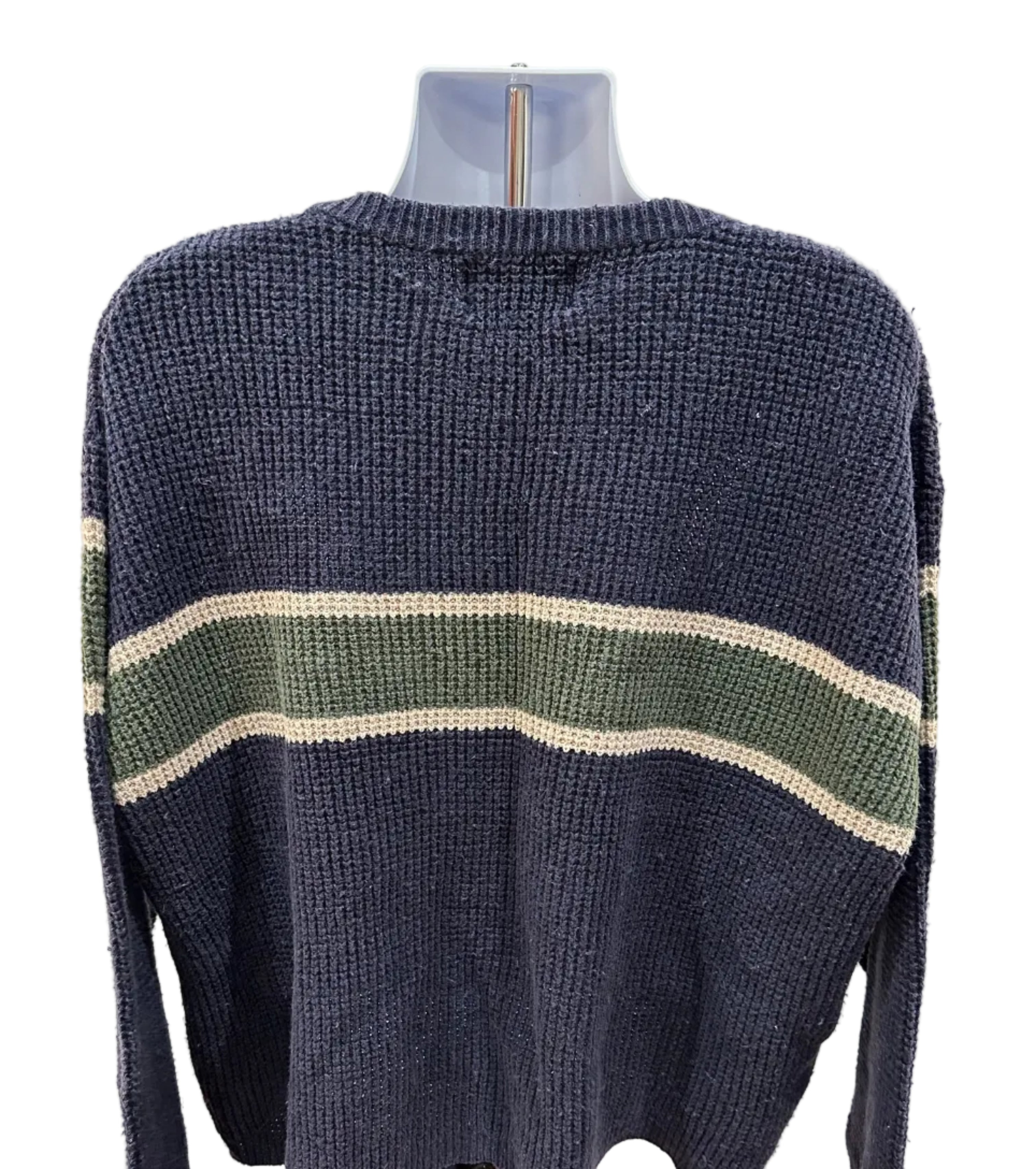 (Men's XL) 2000s American Eagle Striped Waffle Knit Sweater