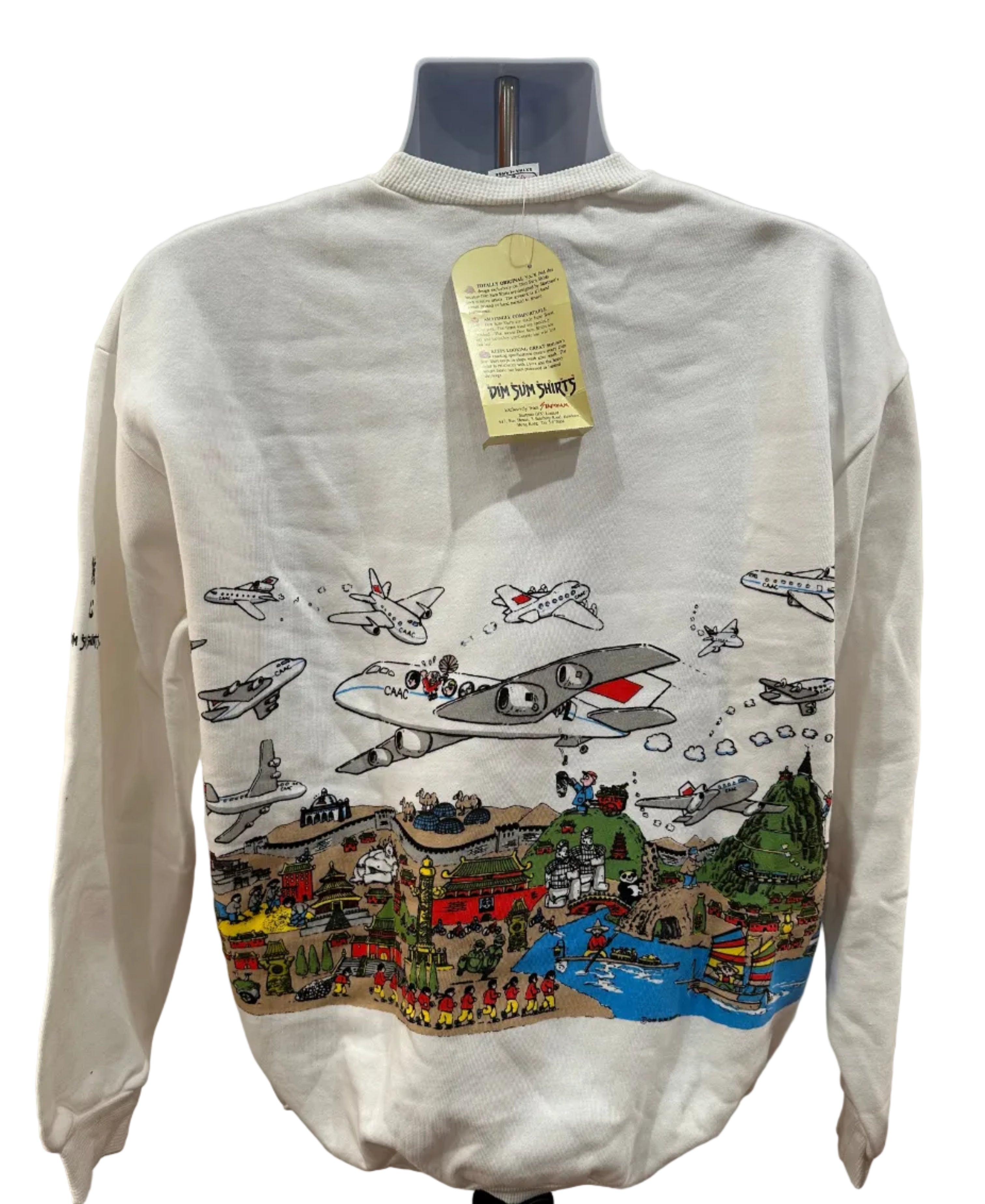 (Men's XL) 1980s "Welcome to China" AOP Crewneck