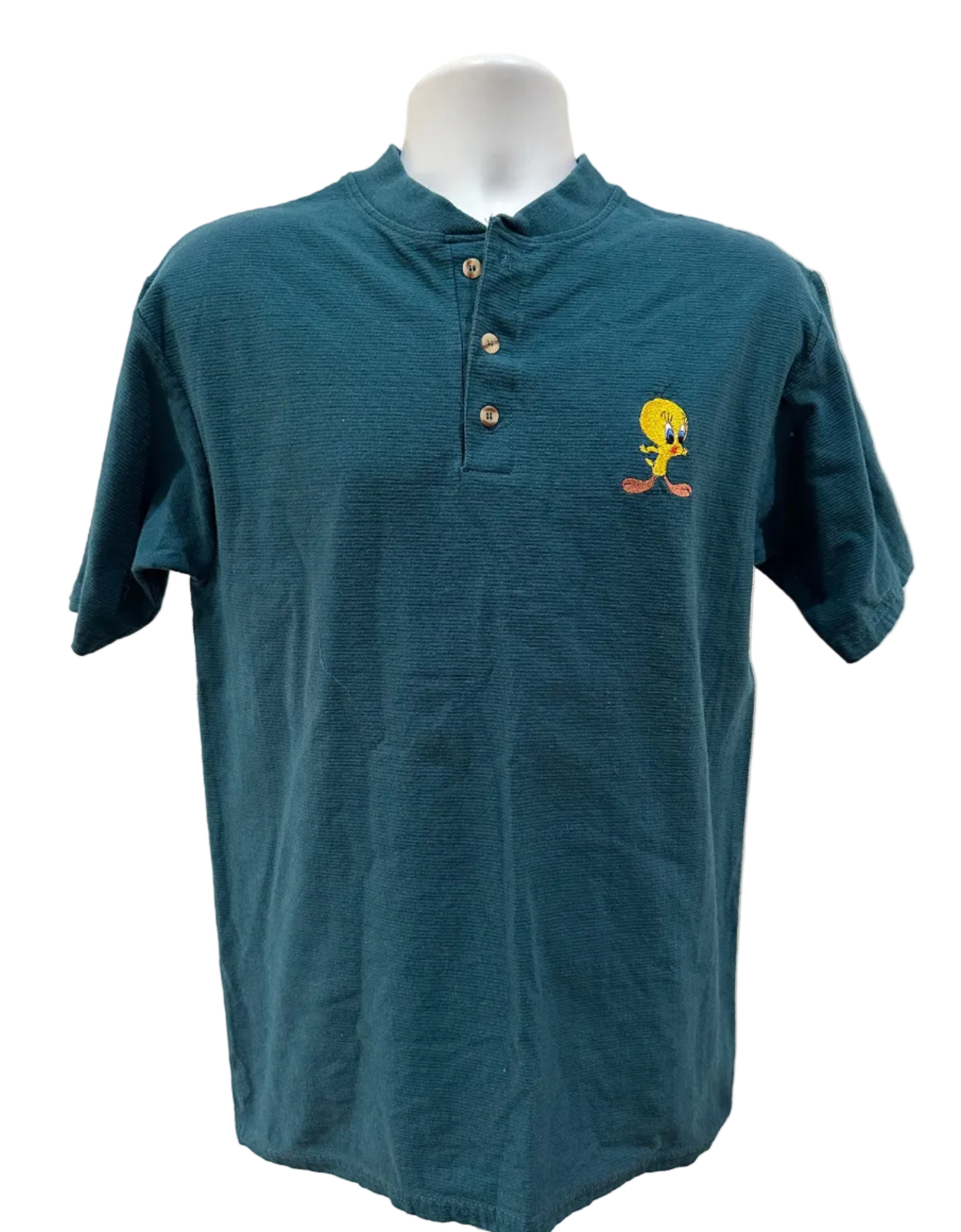 (Men's Large) 90s Tweety Bird Henley Short Sleeve