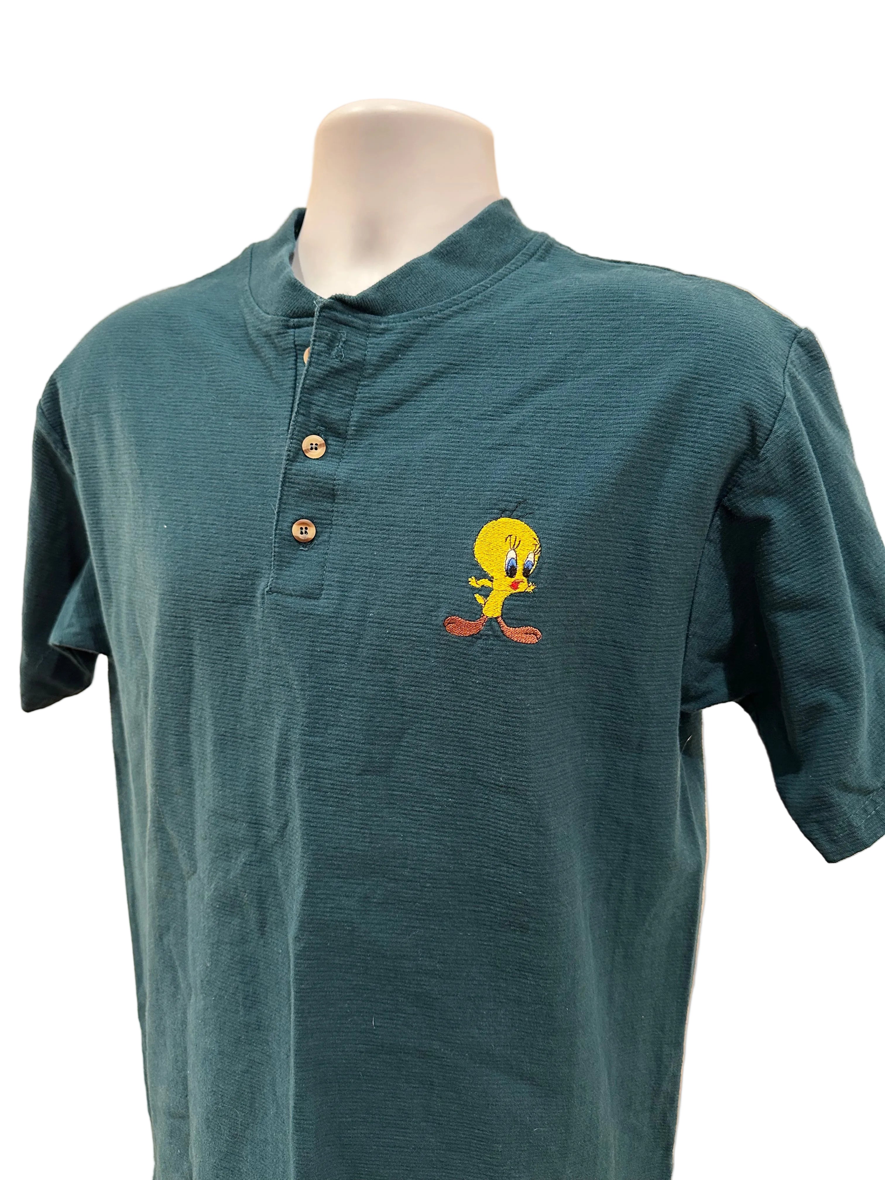 (Men's Large) 90s Tweety Bird Henley Short Sleeve