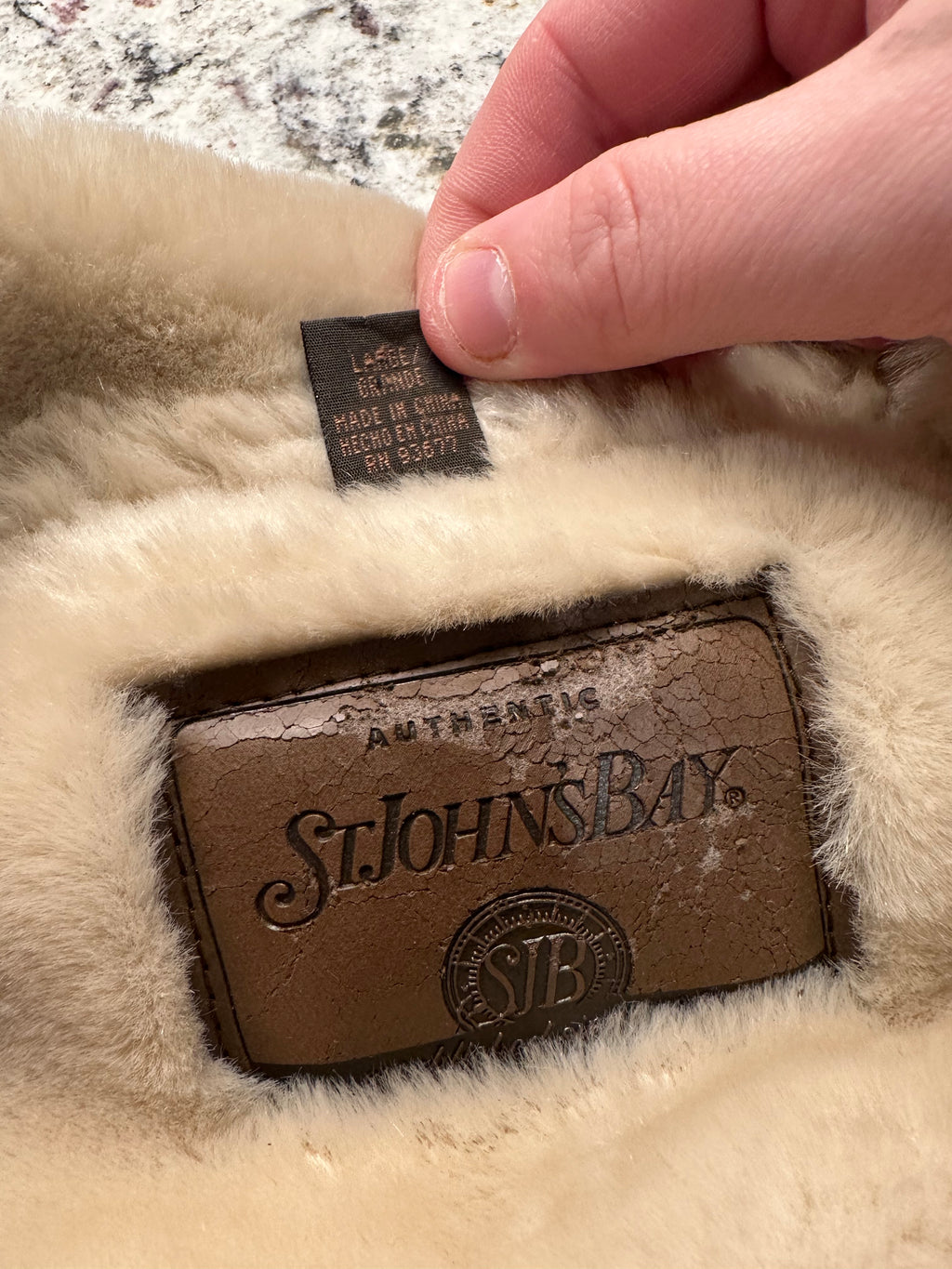 (Women's Large) Vintage St. Johns Bay Leather/Fur Coat