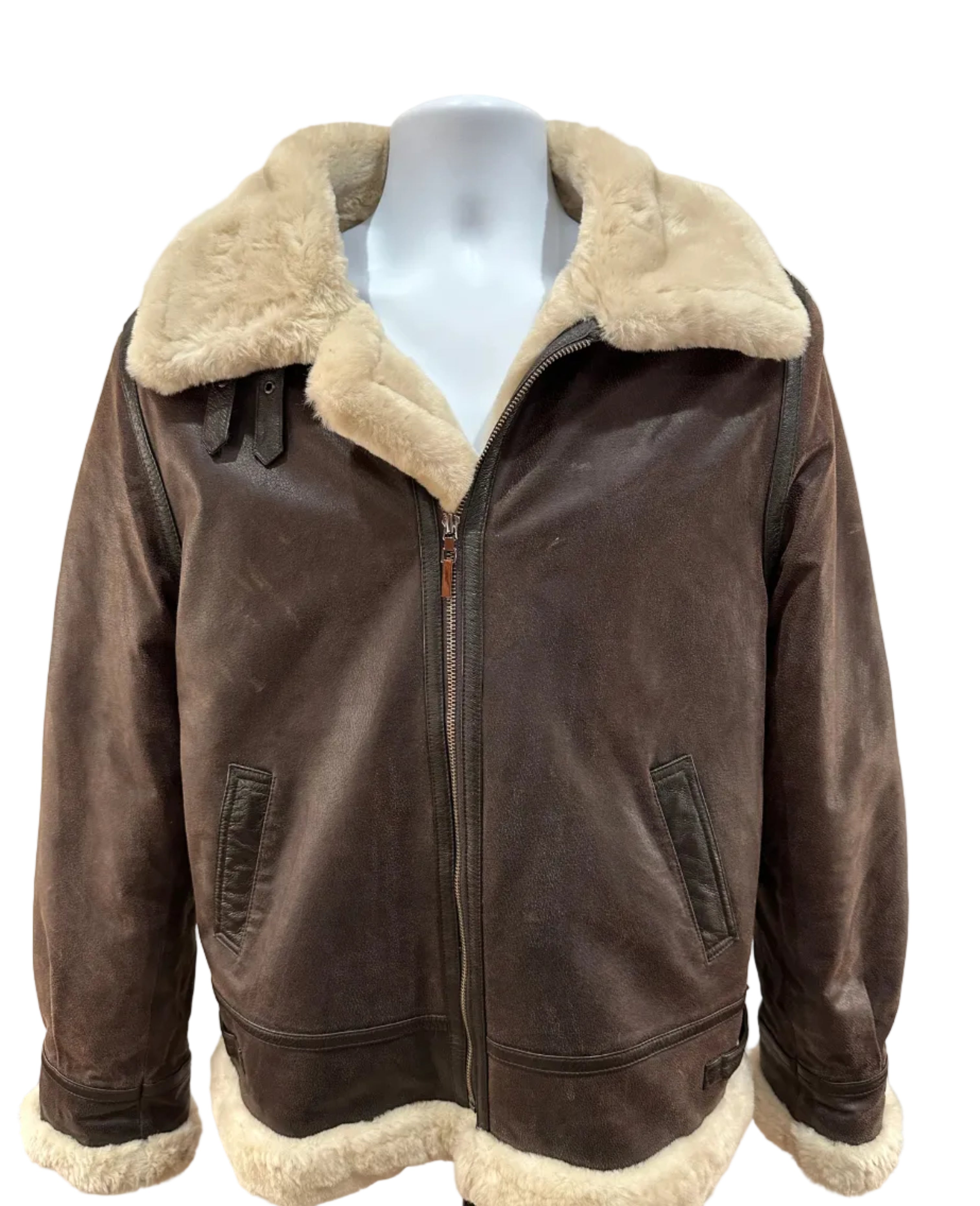 (Women's Large) Vintage St. Johns Bay Leather/Fur Coat