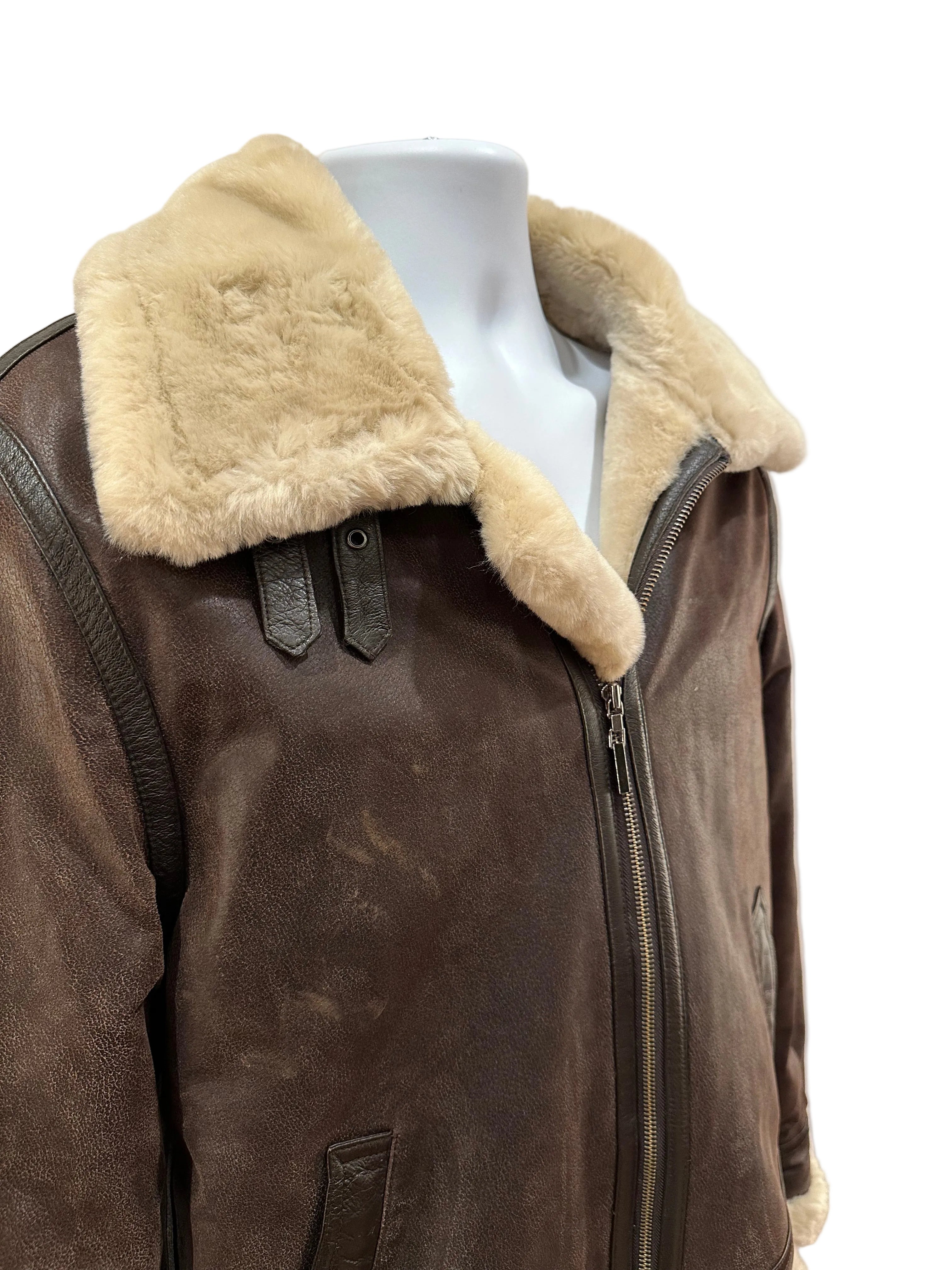 (Women's Large) Vintage St. Johns Bay Leather/Fur Coat