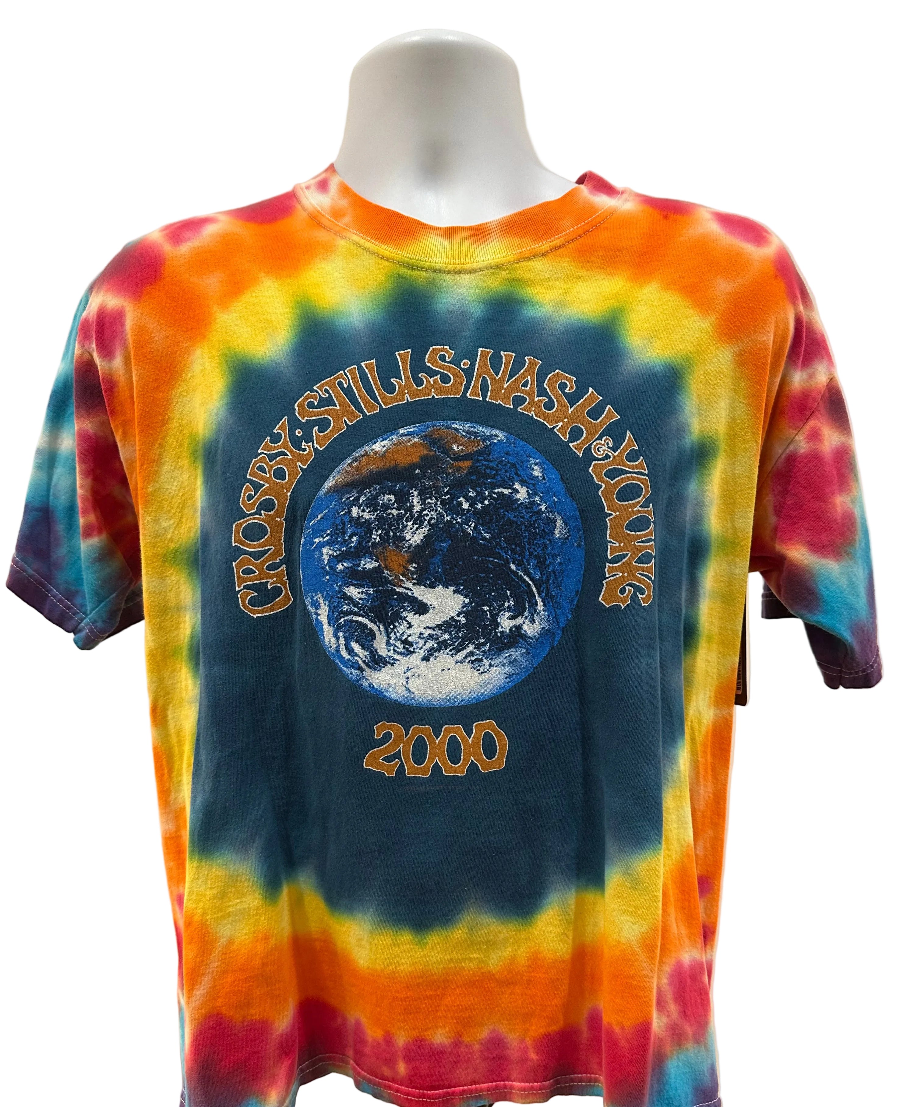 (Mens Large) 2000 Crosby, Stills, Nash and Young Tie-Dye Tour Short Sleeve