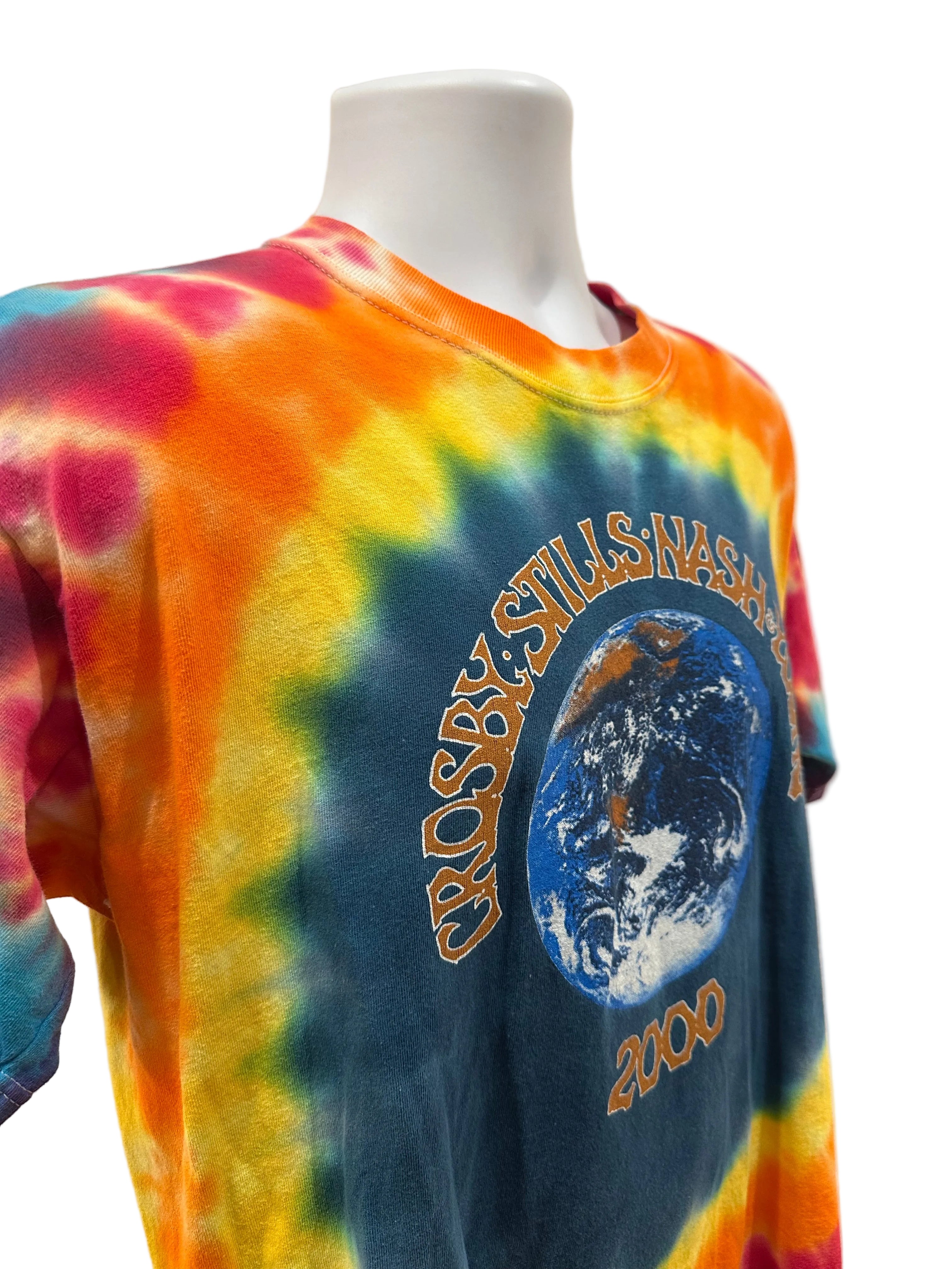 (Mens Large) 2000 Crosby, Stills, Nash and Young Tie-Dye Tour Short Sleeve