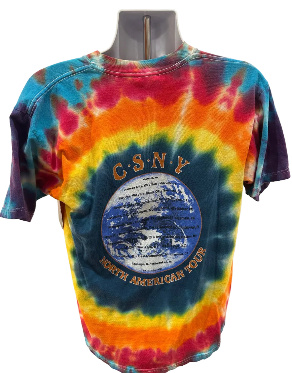 (Mens Large) 2000 Crosby, Stills, Nash and Young Tie-Dye Tour Short Sleeve