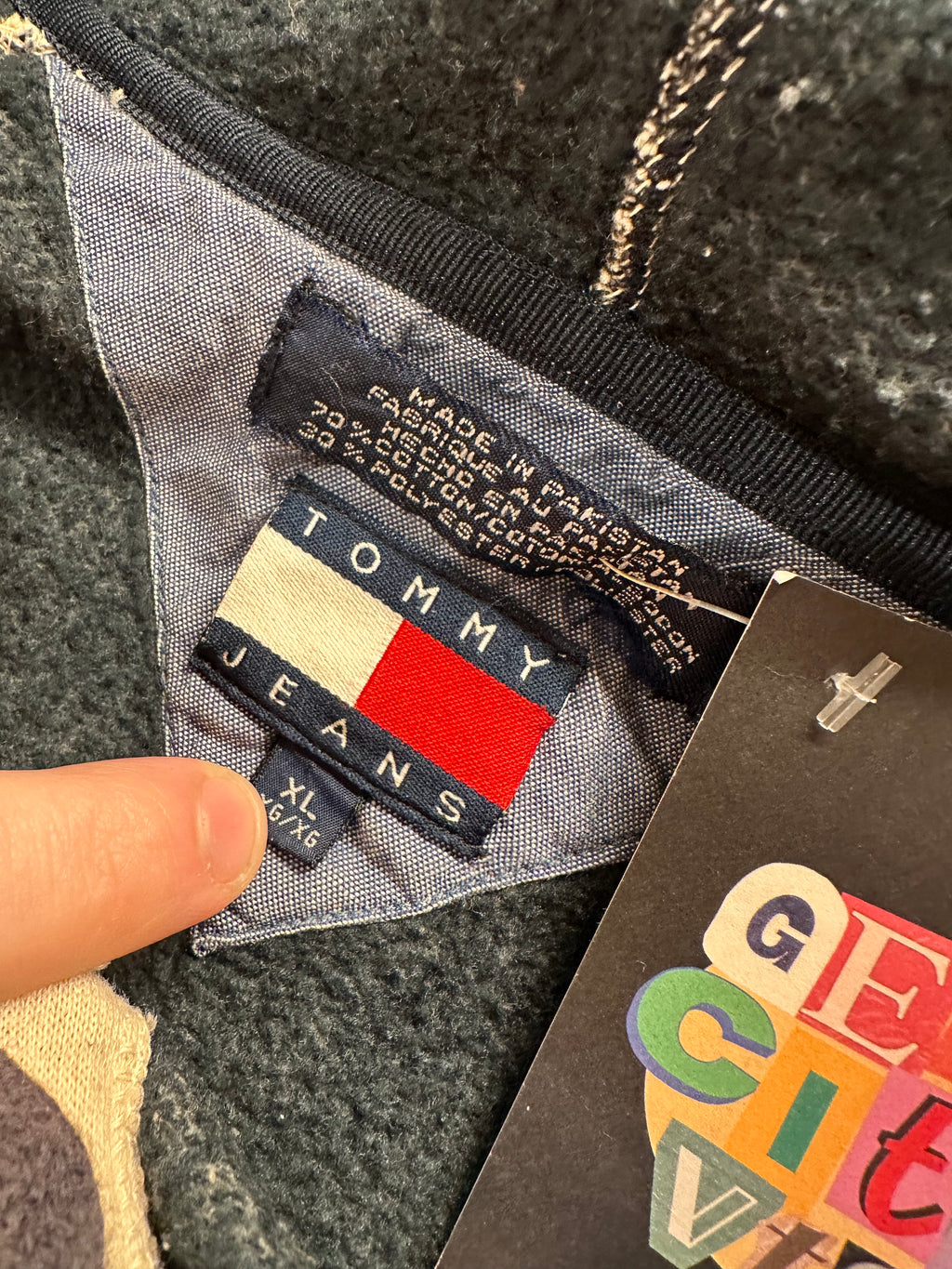 (Men's XL) 90s Tommy Jeans Zip Up Hoodie