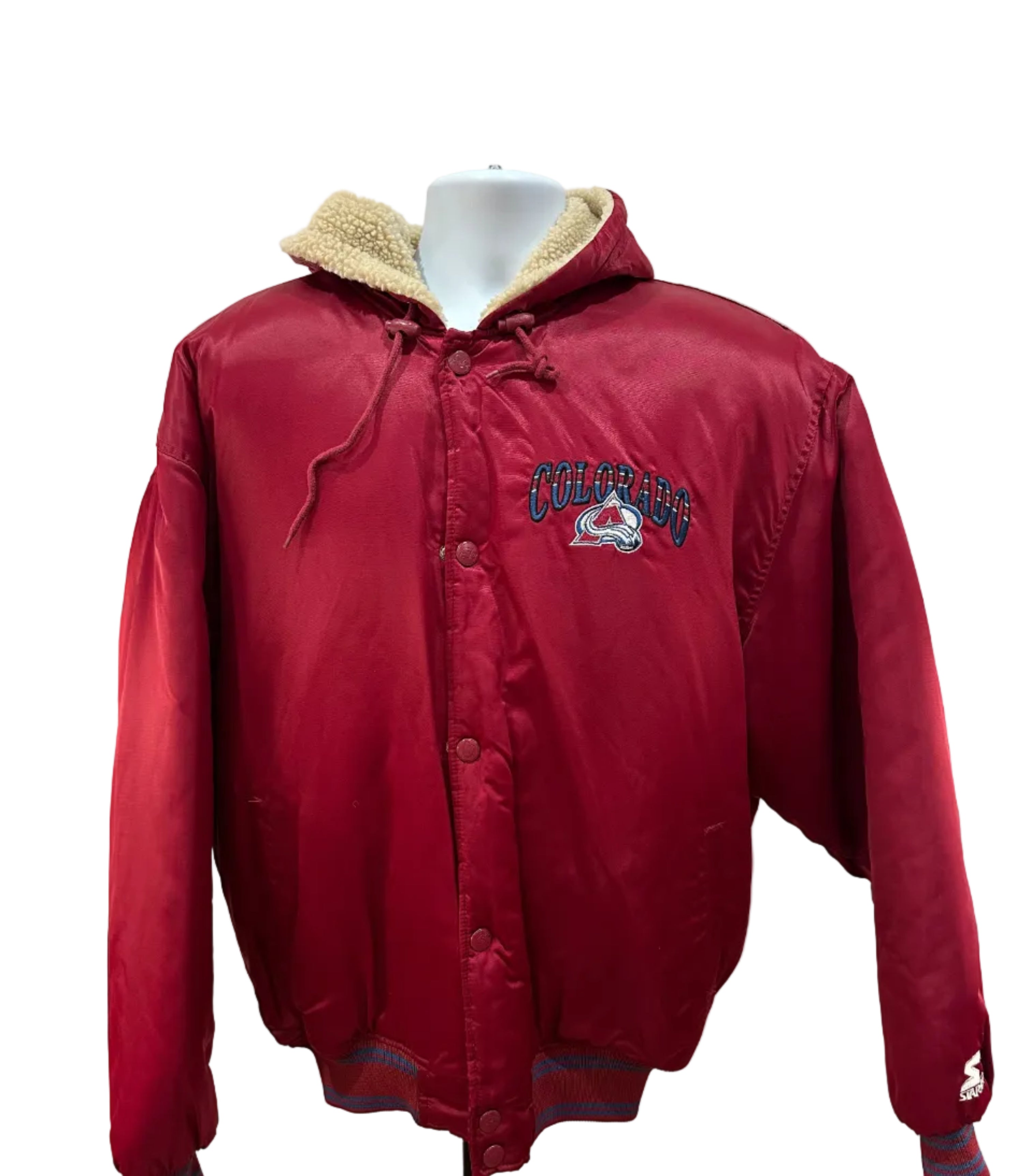 (Men's XL) 90s Colorado Avalanche Sherpa Lined Starter Jacket