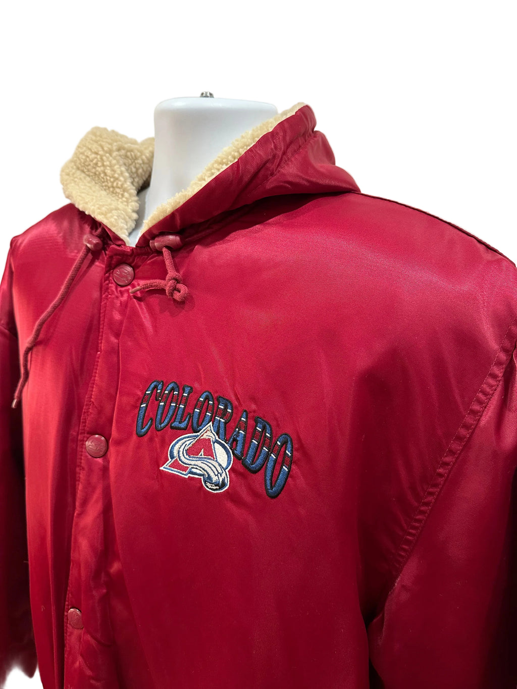 (Men's XL) 90s Colorado Avalanche Sherpa Lined Starter Jacket