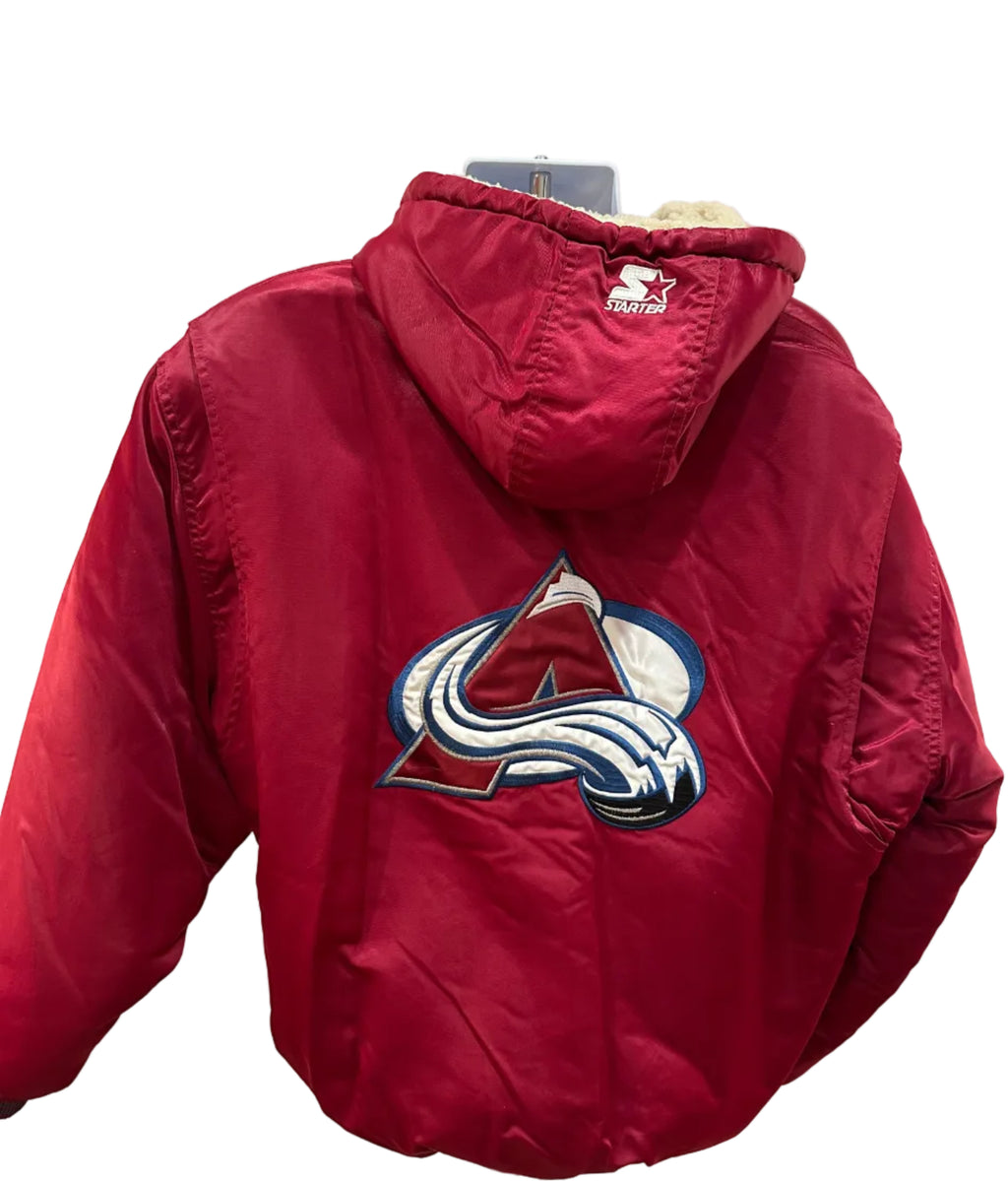 (Men's XL) 90s Colorado Avalanche Sherpa Lined Starter Jacket