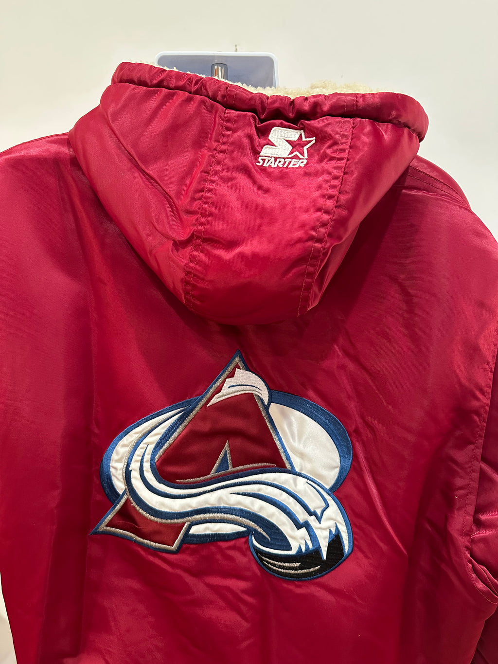 (Men's XL) 90s Colorado Avalanche Sherpa Lined Starter Jacket