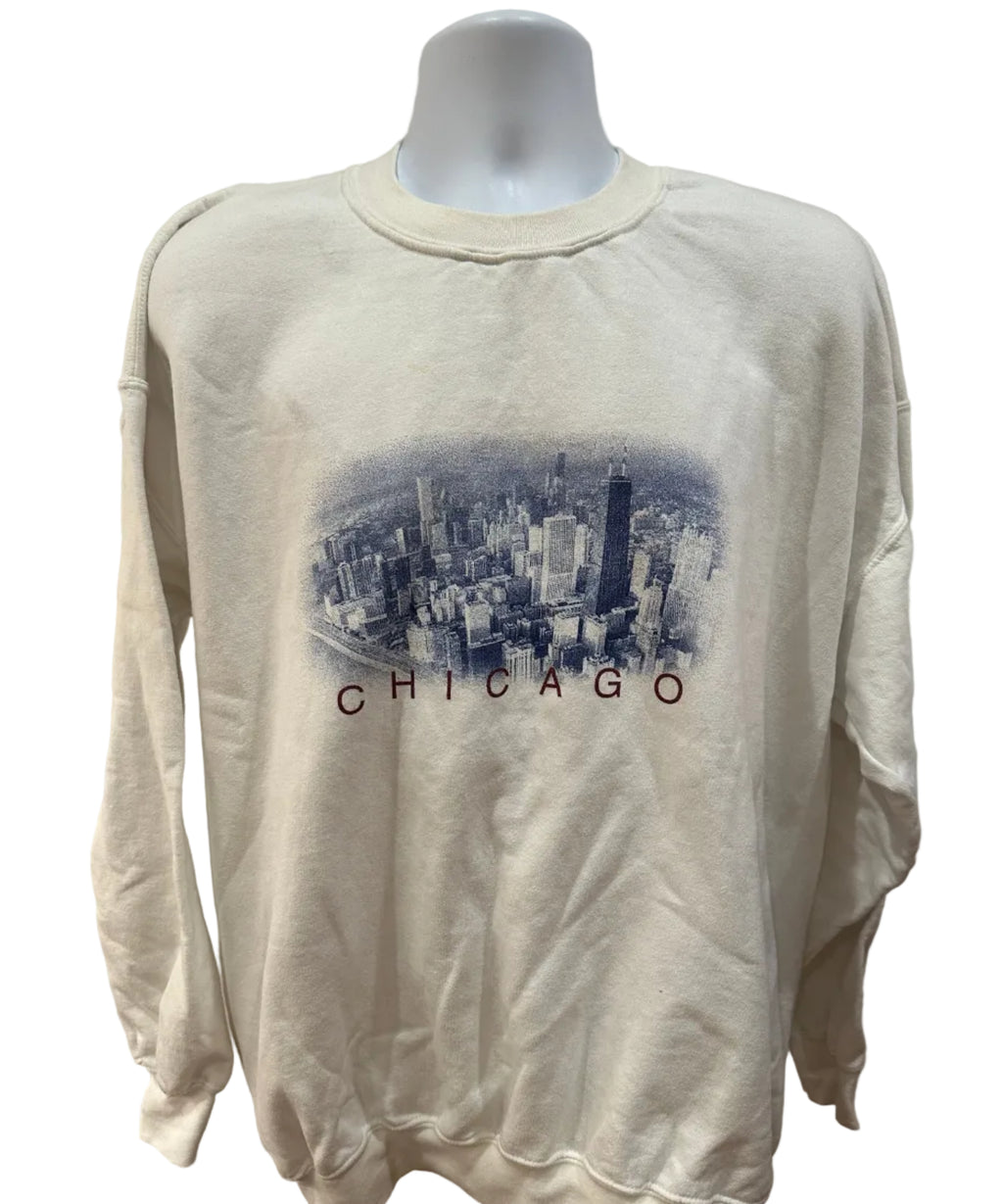 (Men's XL) 90s Chicago Skyline Crewneck