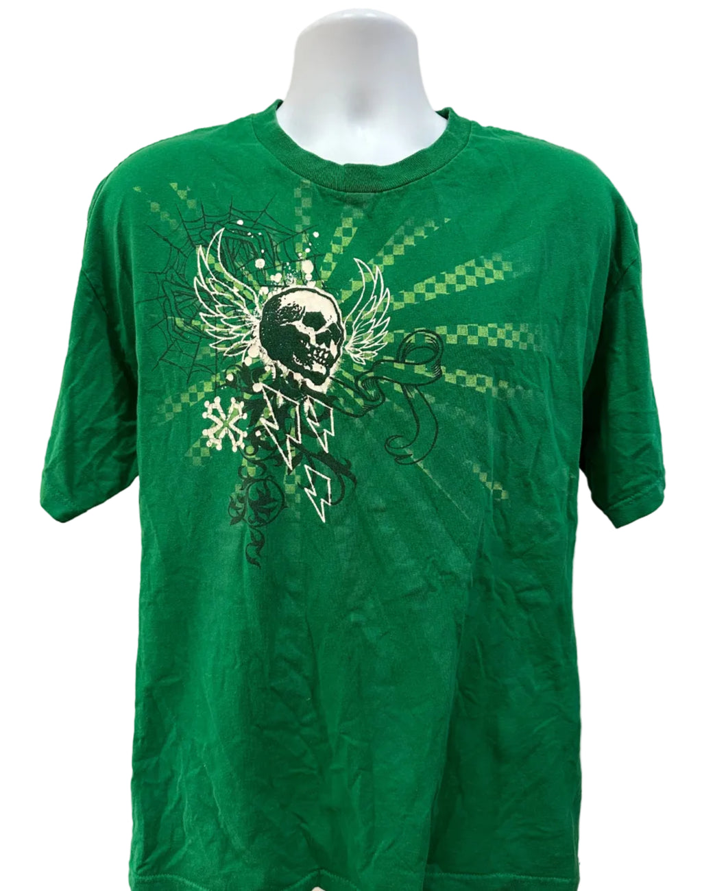 (Men's Large) 2000s Skater Skull Grunge Short Sleeve