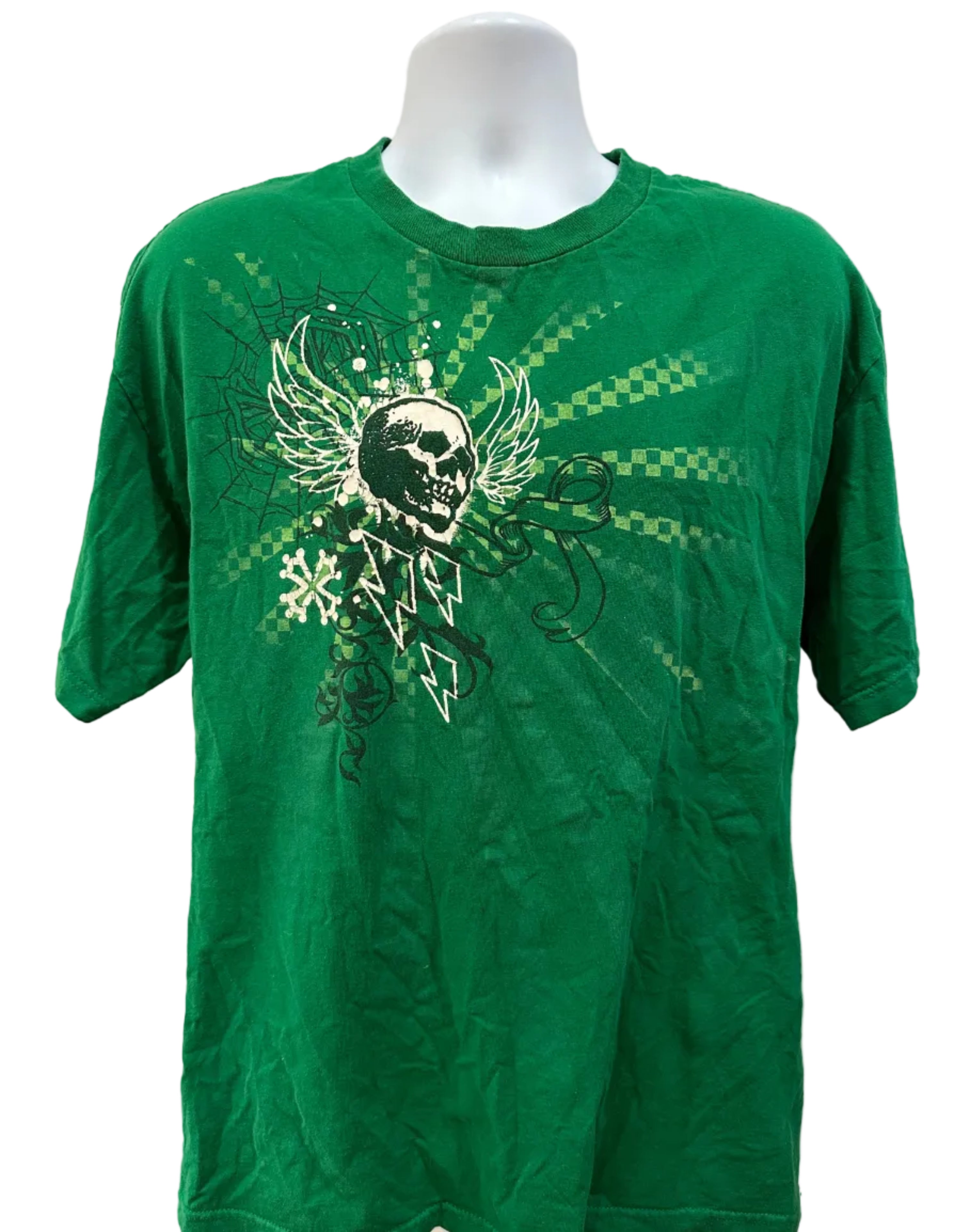 (Men's Large) 2000s Skater Skull Grunge Short Sleeve