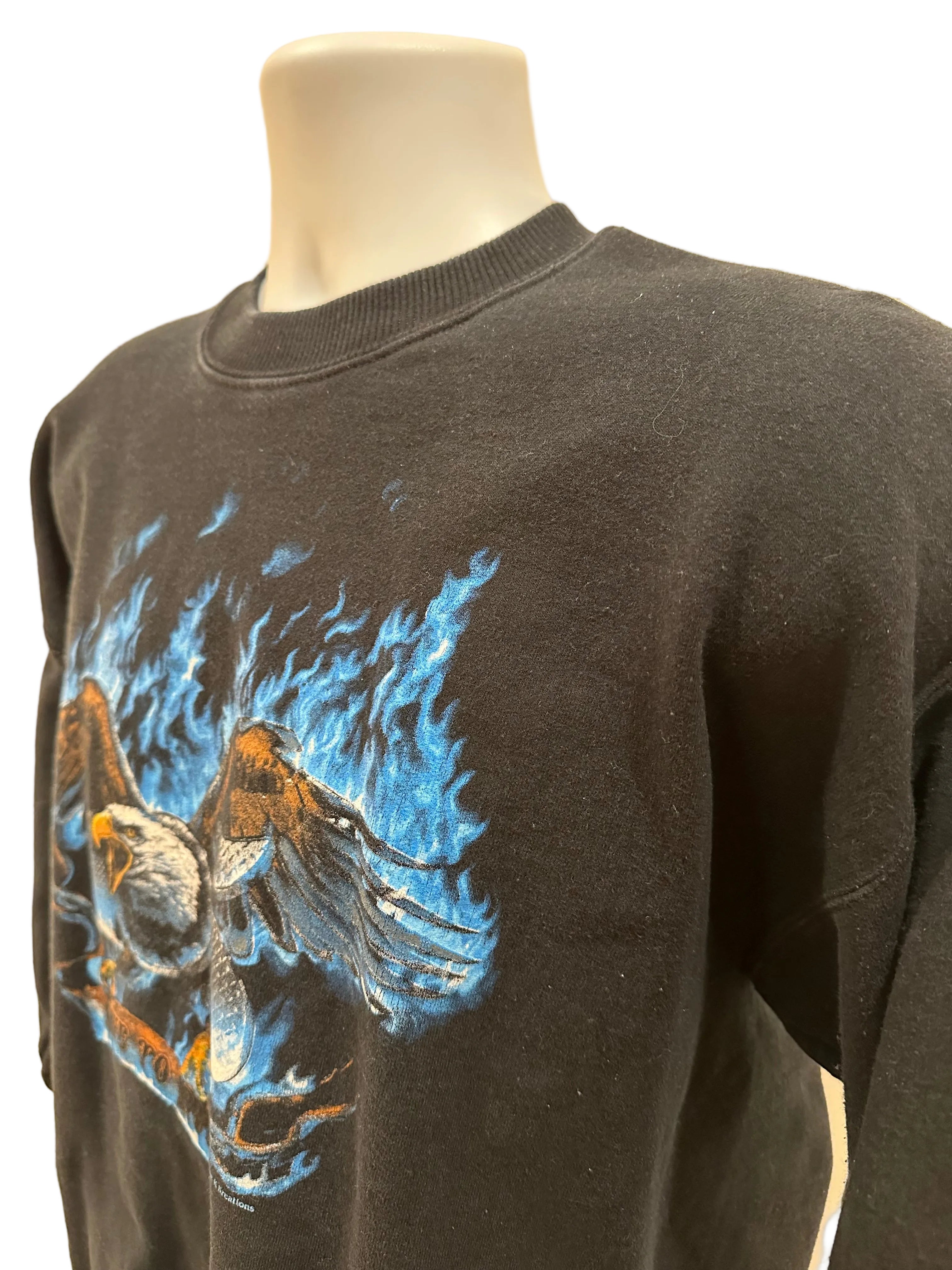 (Men's Large) 90s Eagle Flame Biker Crewneck