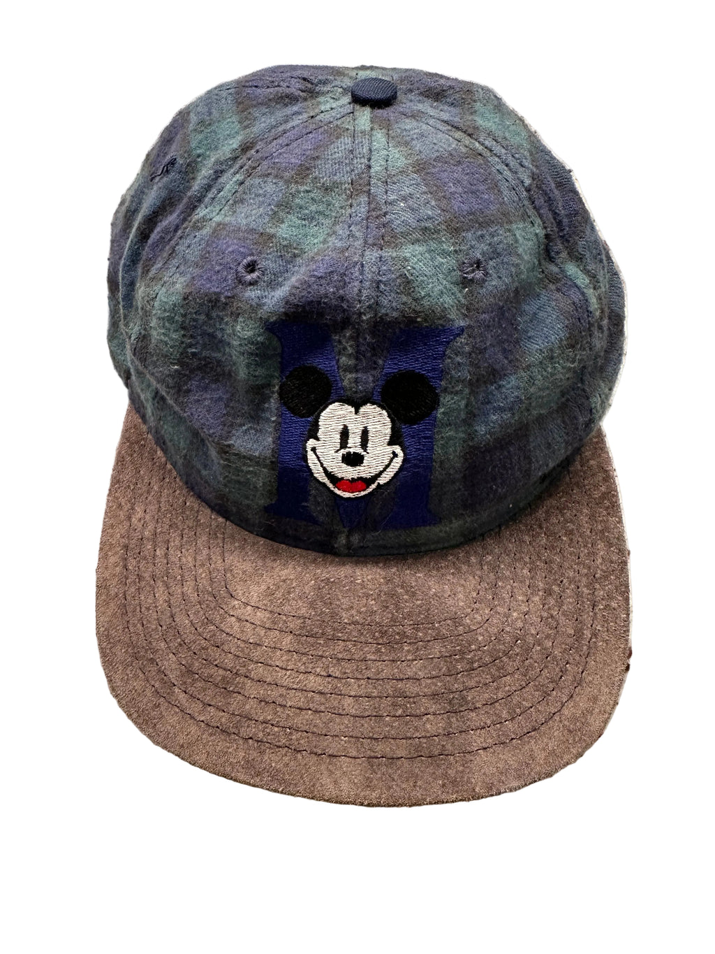 90s Mickey Mouse Plaid and Suede Snapback