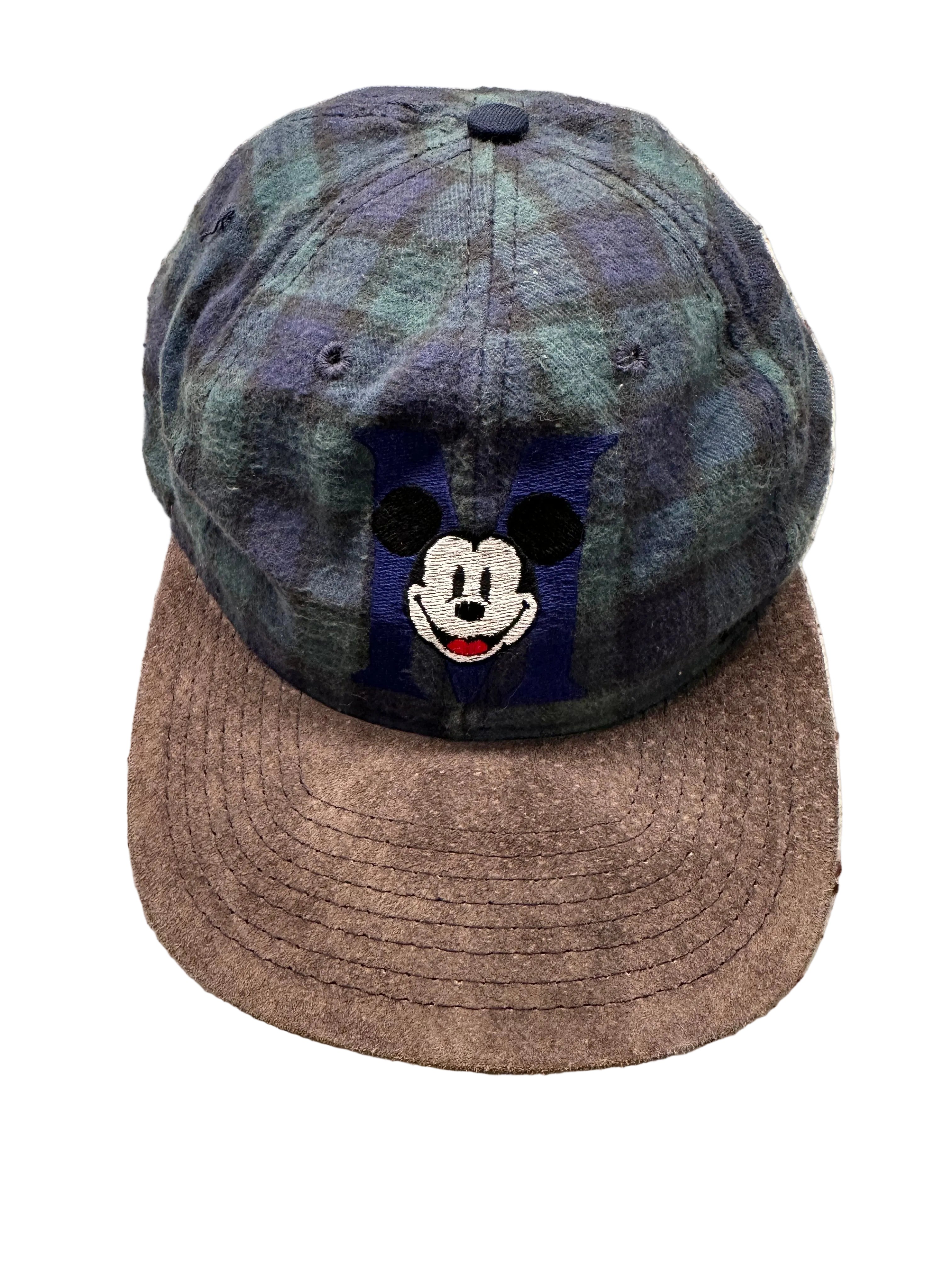 90s Mickey Mouse Plaid and Suede Snapback