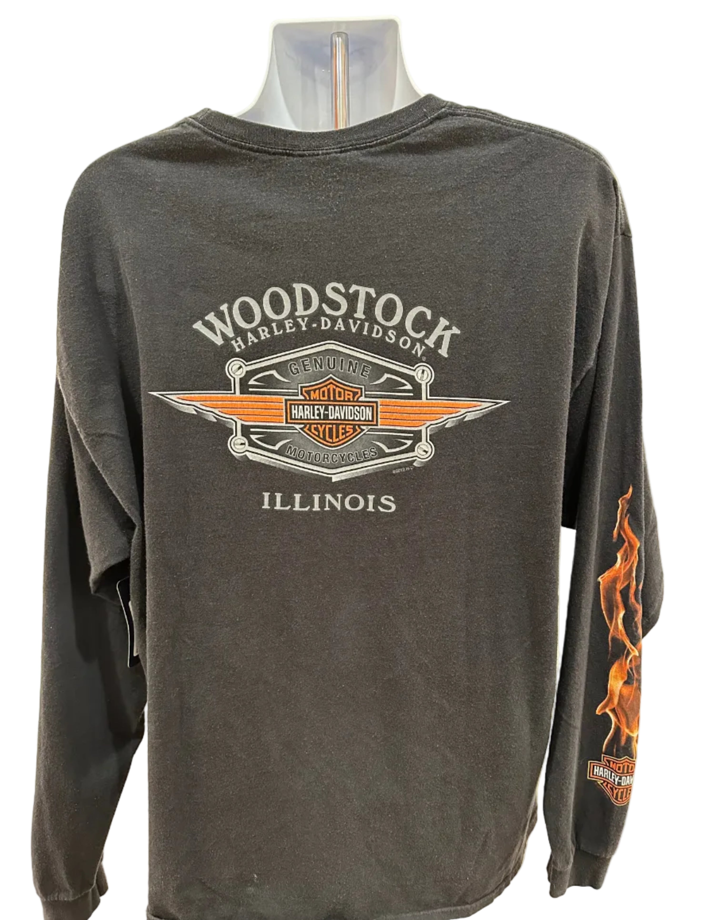 (Mens 2X) 2000s Harley Davidson Flame Long Sleeve