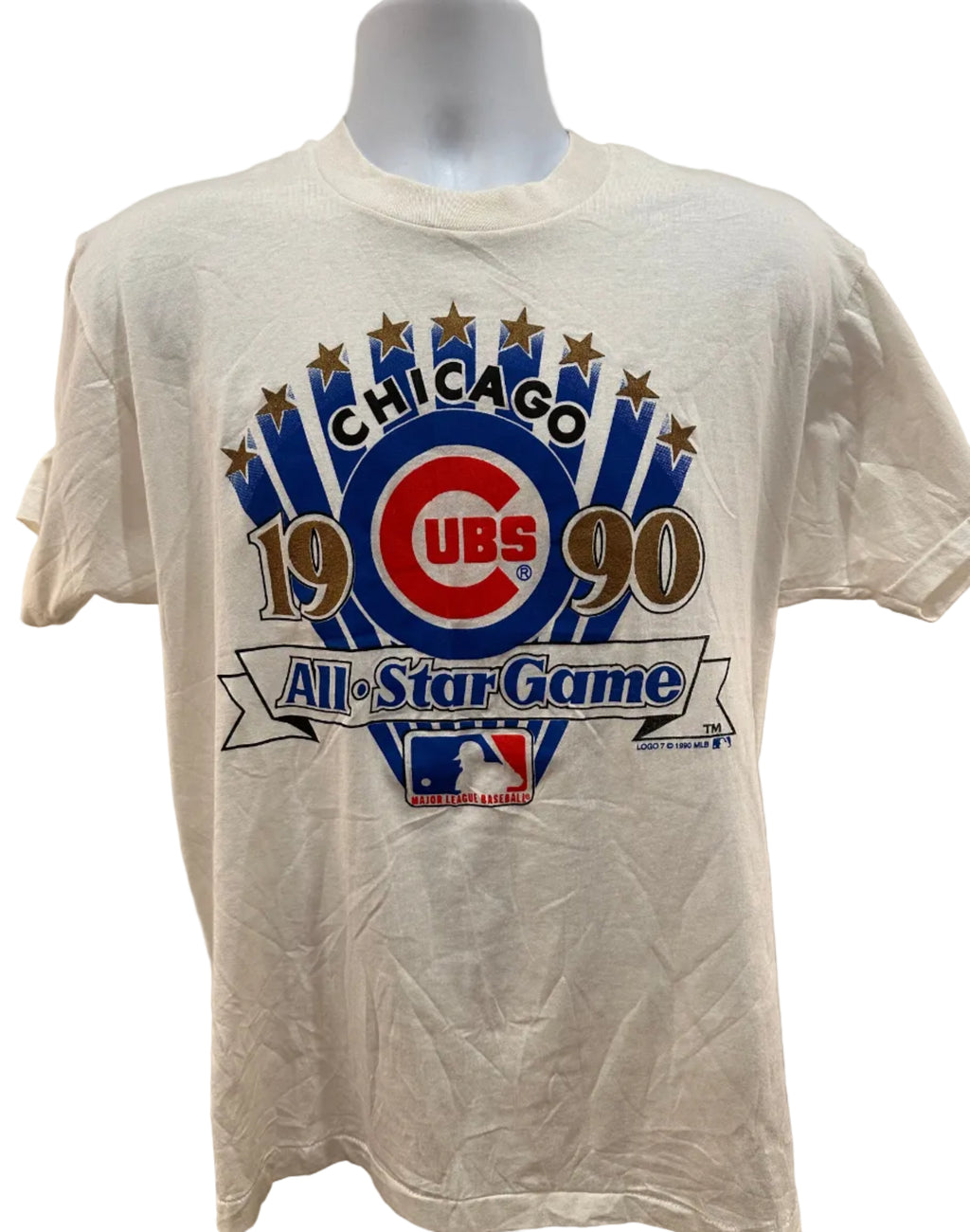 (Mens XL) 1990 Logo 7 Chicago Cubs All Star Game Short Sleeve
