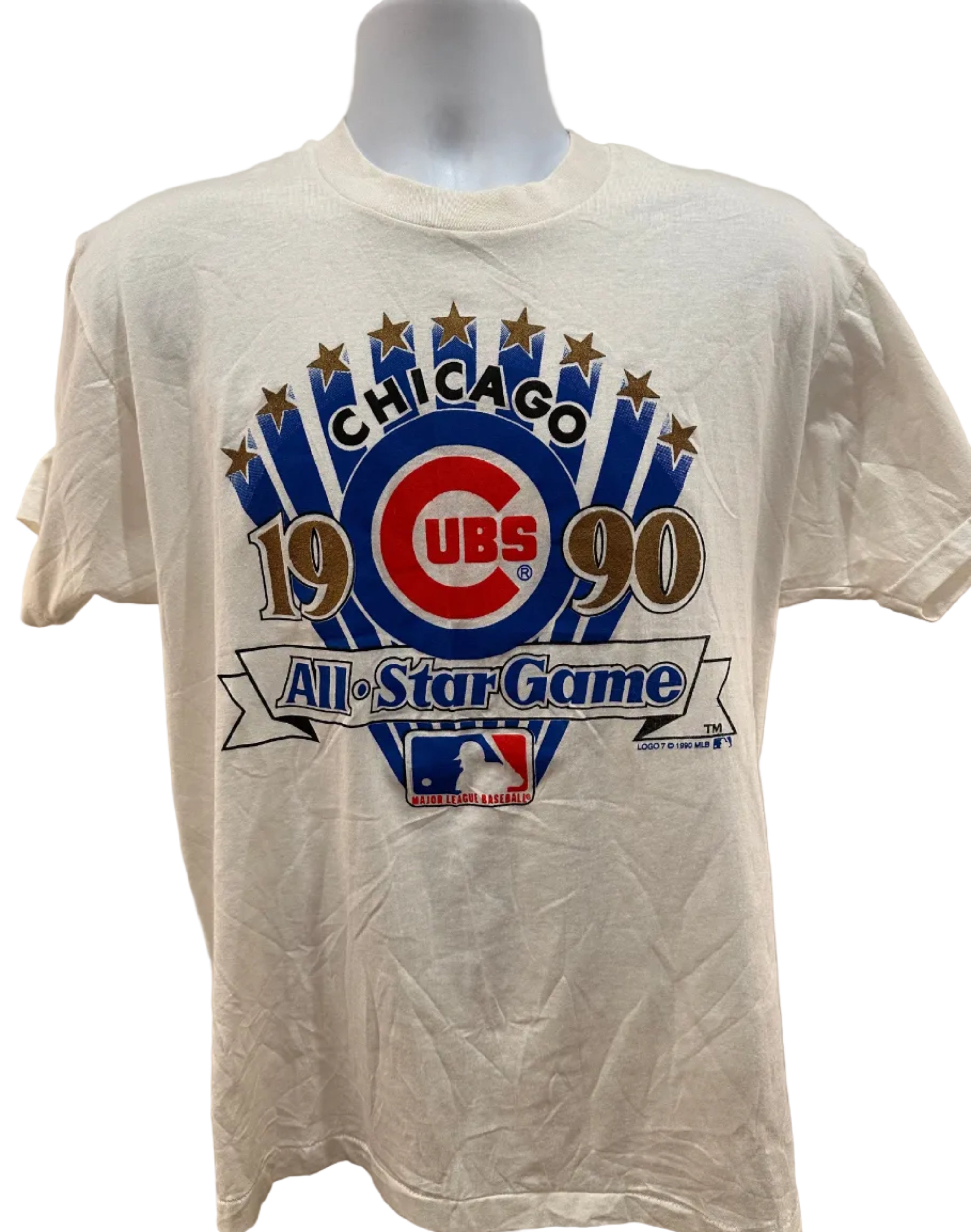 (Mens XL) 1990 Logo 7 Chicago Cubs All Star Game Short Sleeve