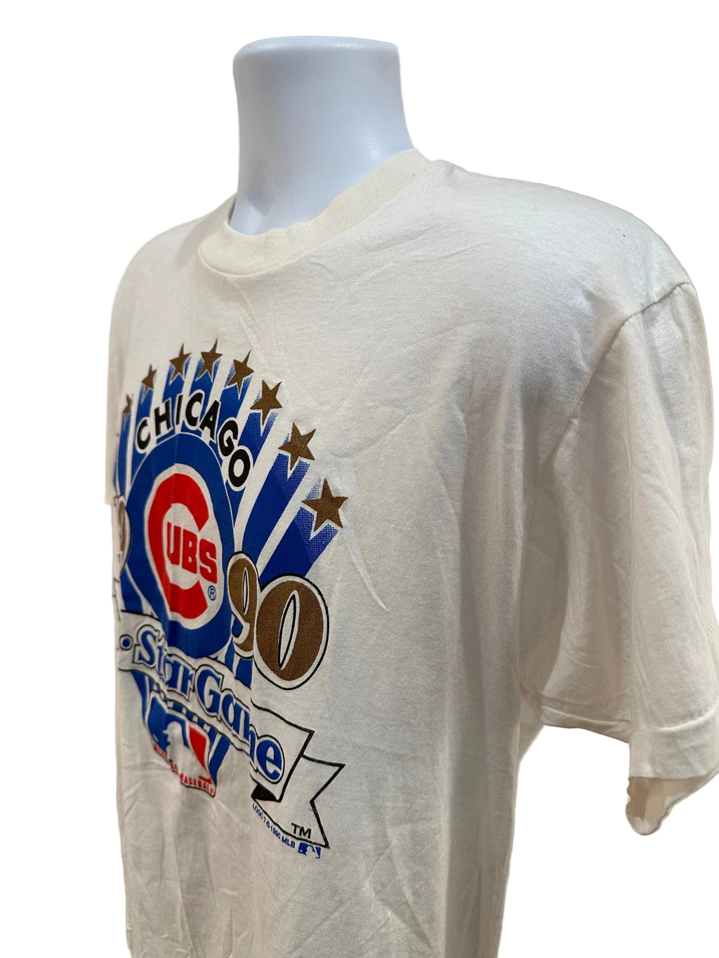 (Mens XL) 1990 Logo 7 Chicago Cubs All Star Game Short Sleeve