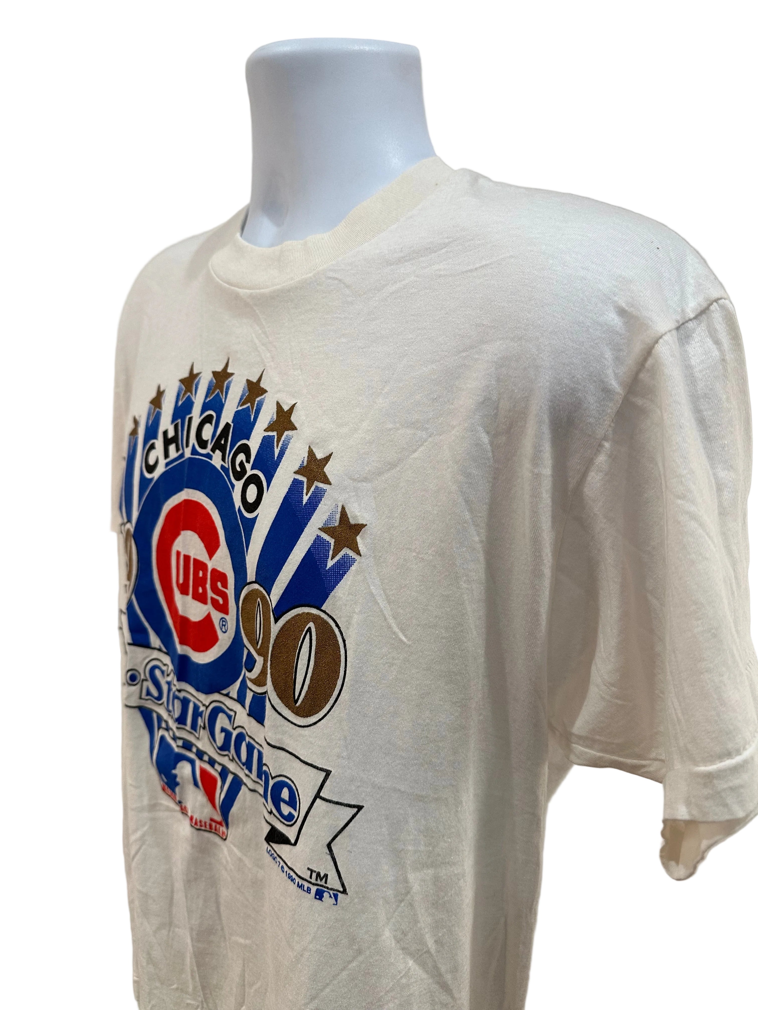 (Mens XL) 1990 Logo 7 Chicago Cubs All Star Game Short Sleeve