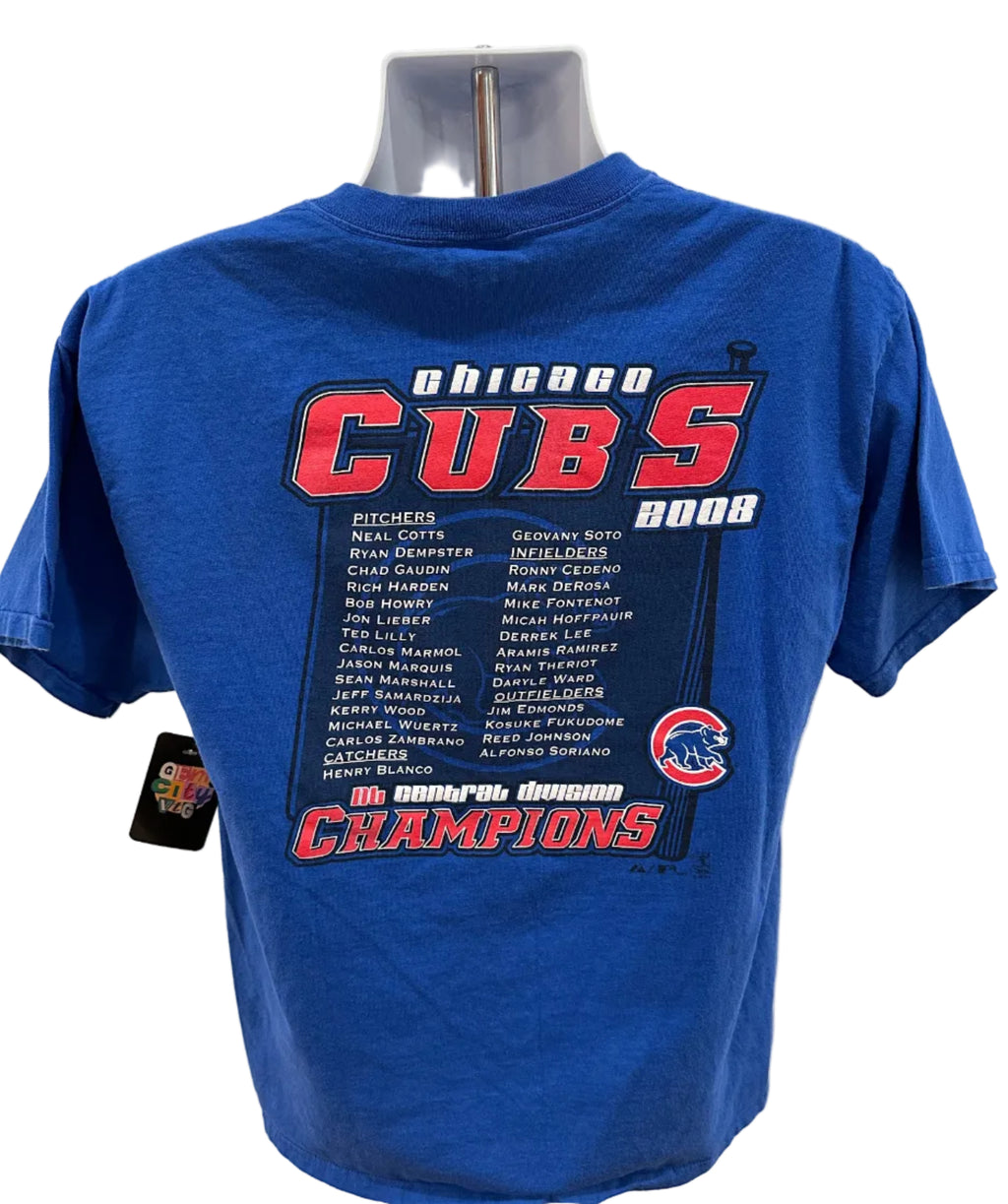 (Mens Large) 2008 Chicago Cubs Lineup Short Sleeve