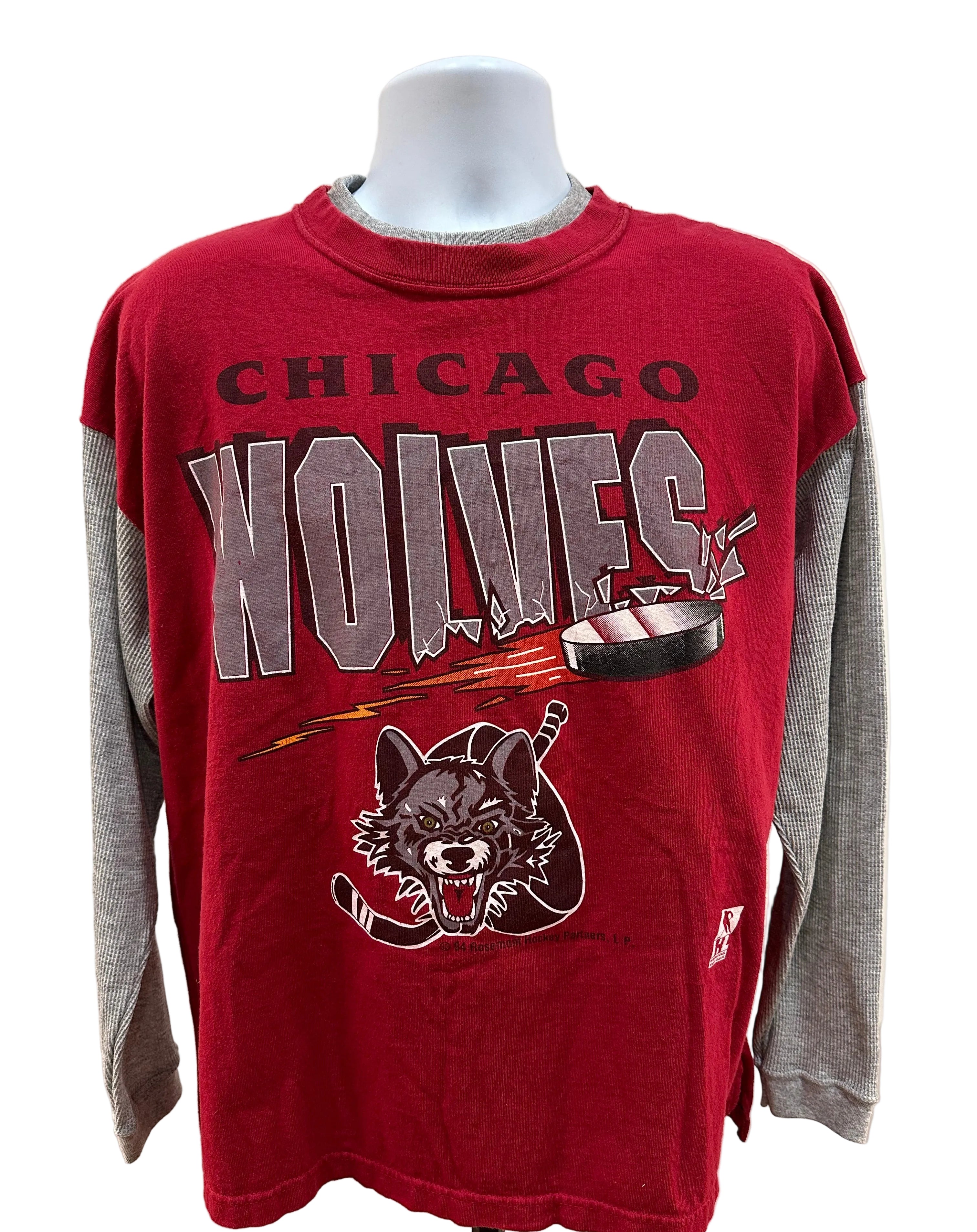 (Mens Large) 1994 Chicago Wolves Thermal Long Sleeve