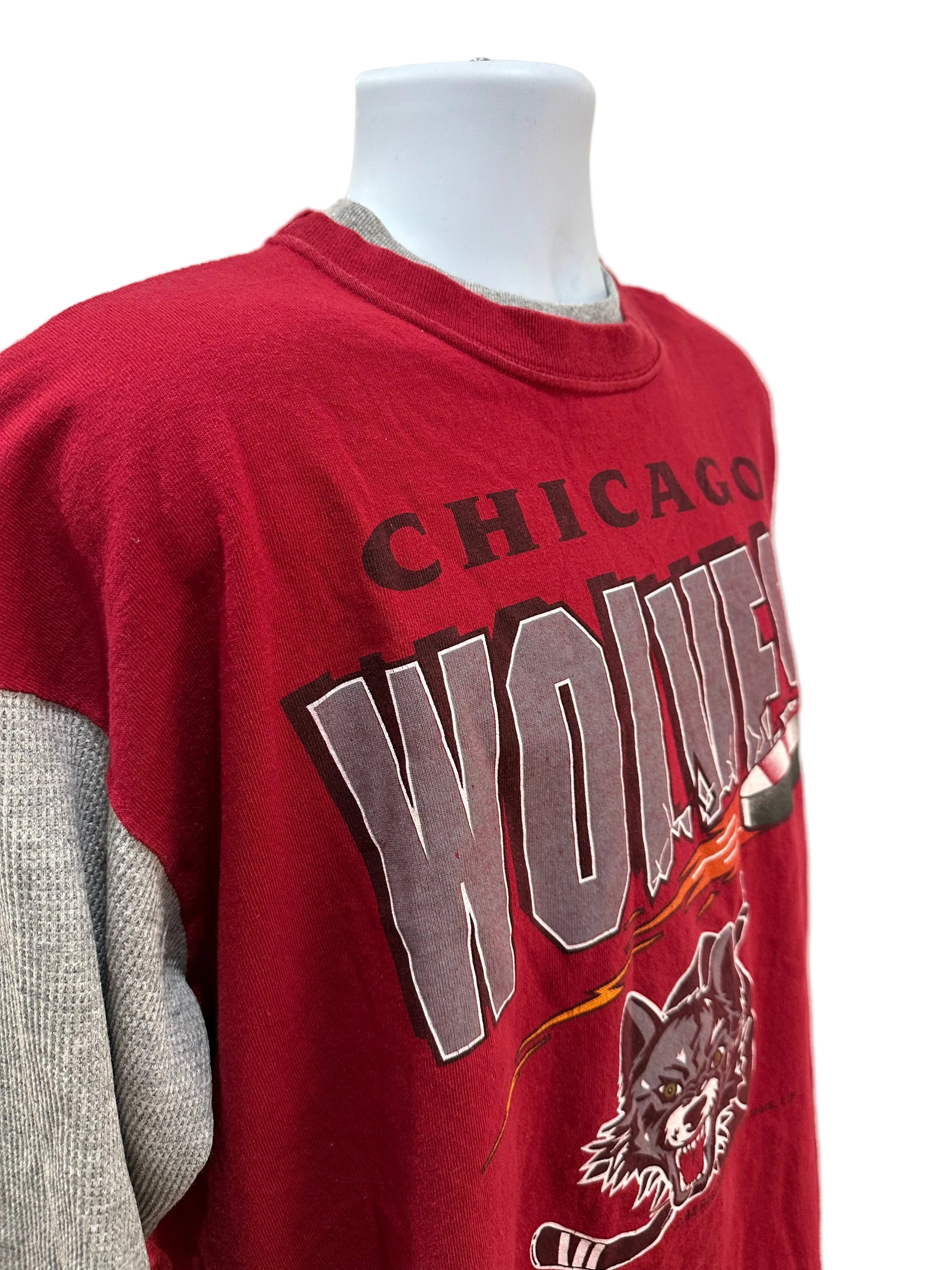 (Mens Large) 1994 Chicago Wolves Thermal Long Sleeve
