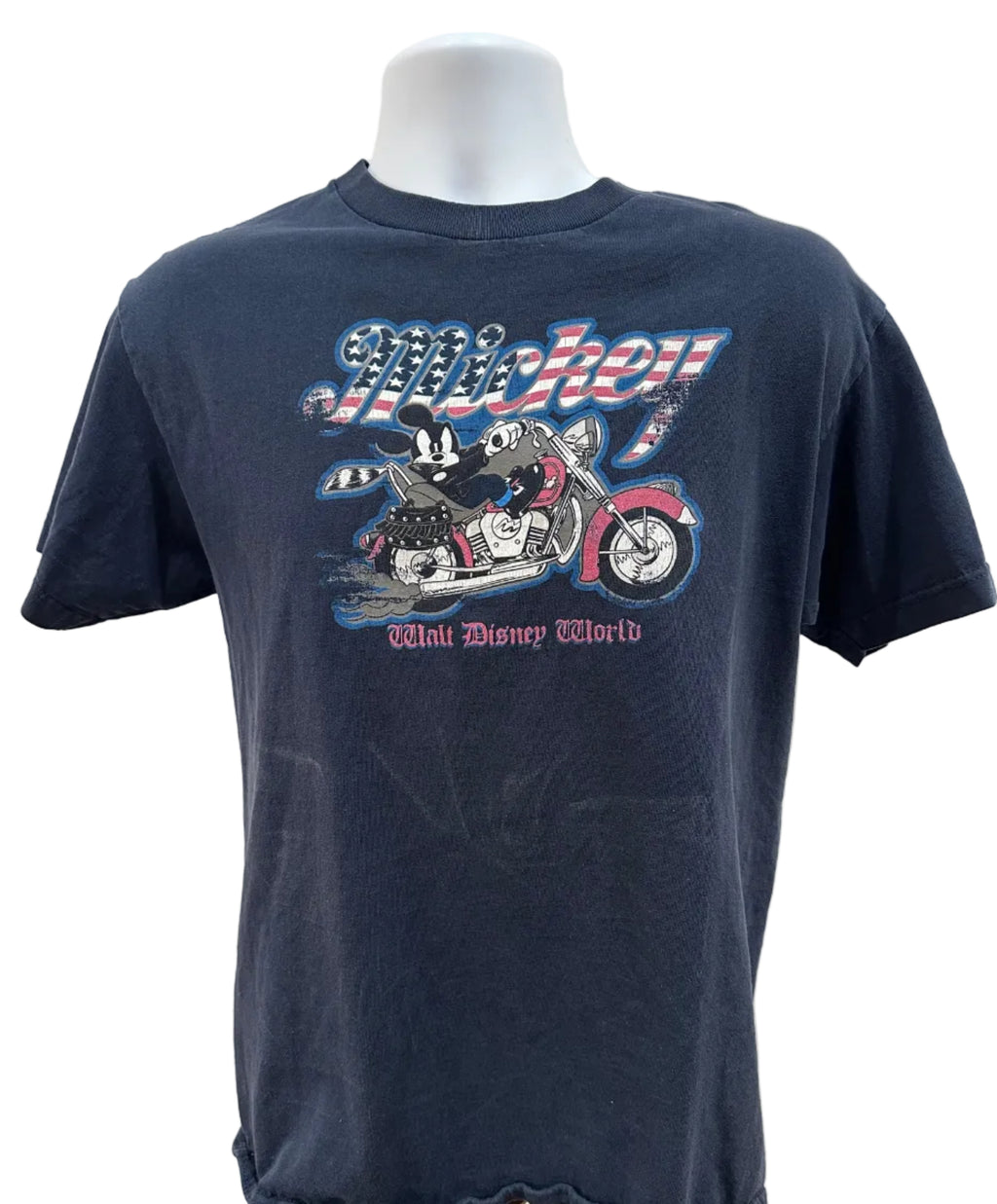 (Mens Medium) 90s Mickey Mouse Motorcycle Short Sleeve