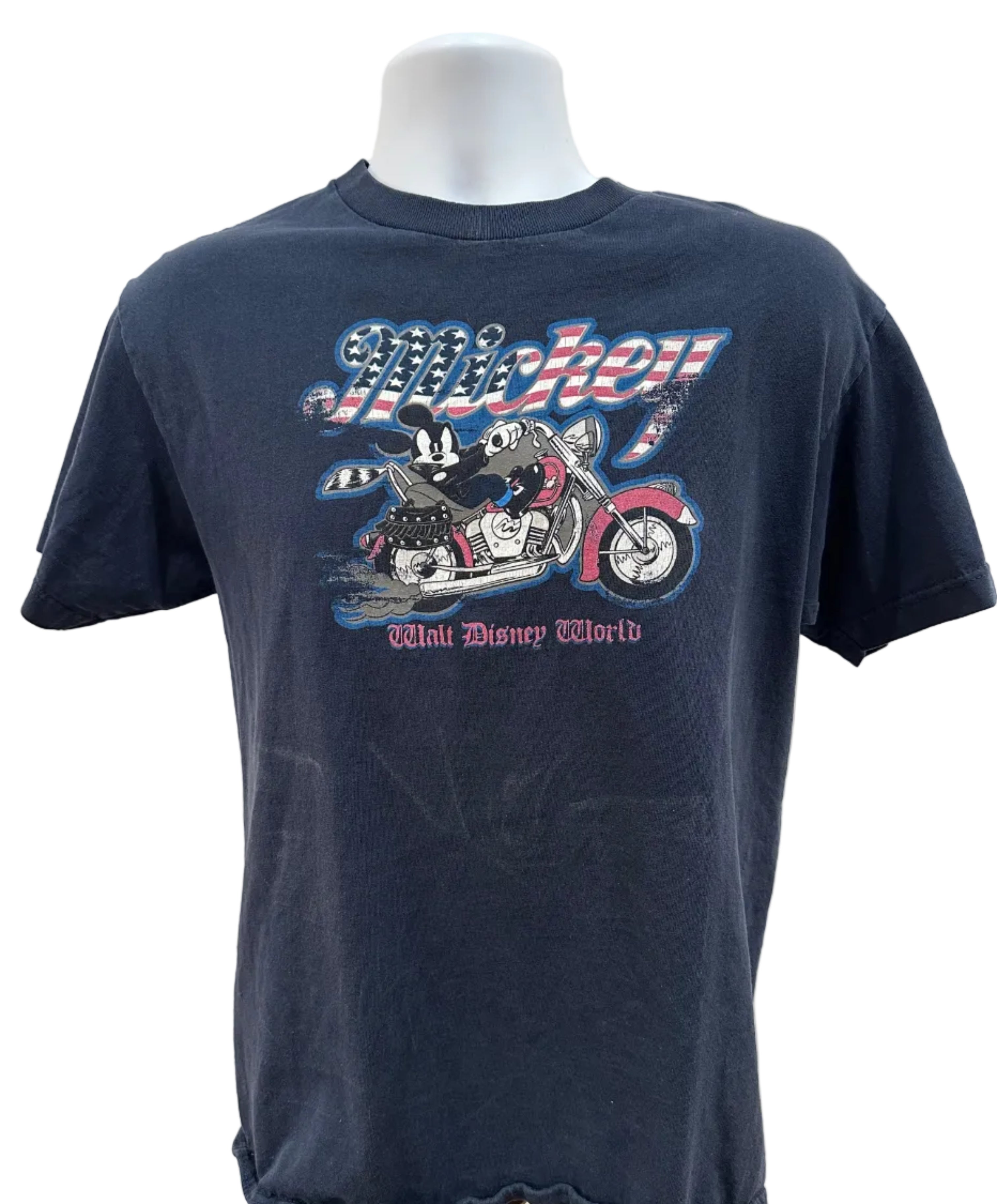 (Mens Medium) 90s Mickey Mouse Motorcycle Short Sleeve
