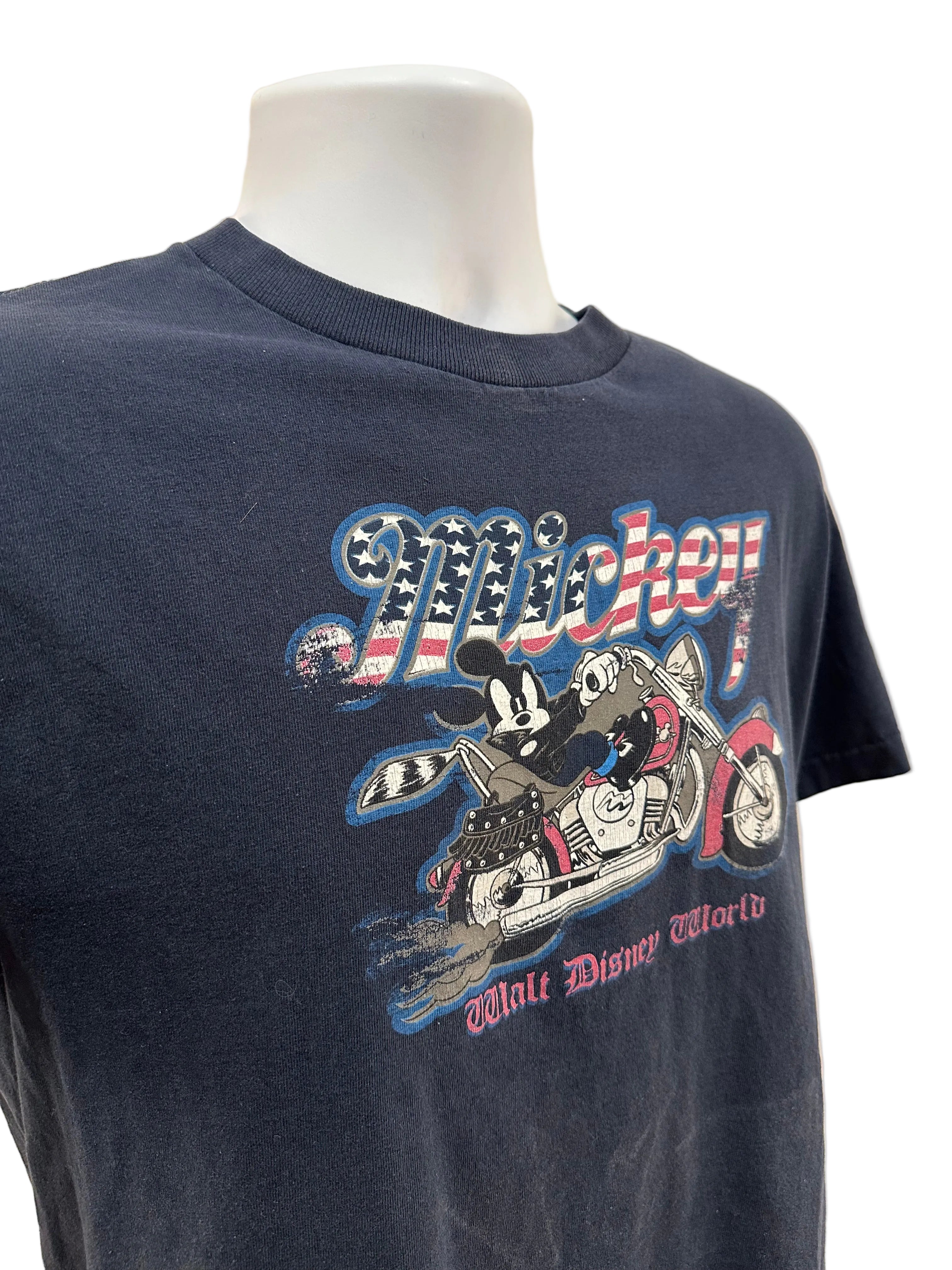 (Mens Medium) 90s Mickey Mouse Motorcycle Short Sleeve