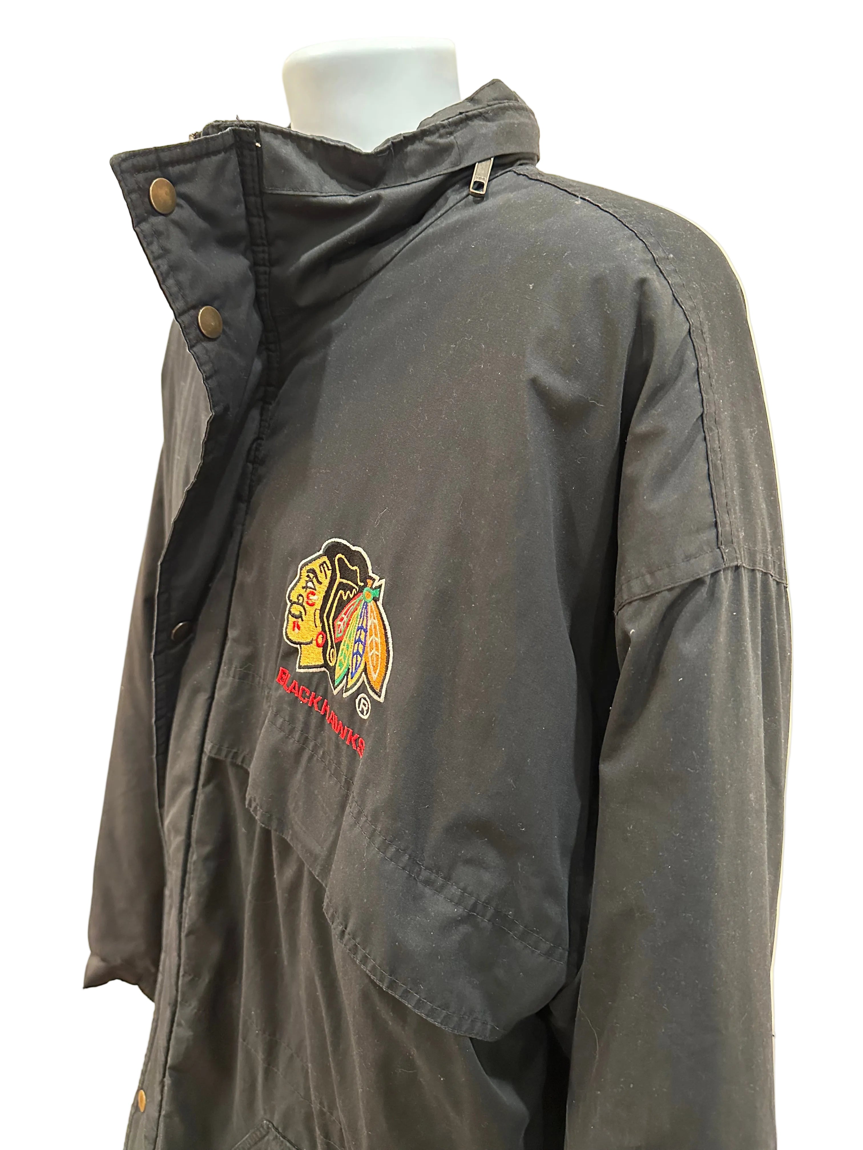 (Mens XL) 90s Starter Chicago Blackhawks Coaches Trench