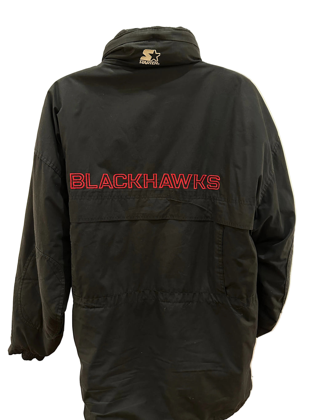 (Mens XL) 90s Starter Chicago Blackhawks Coaches Trench