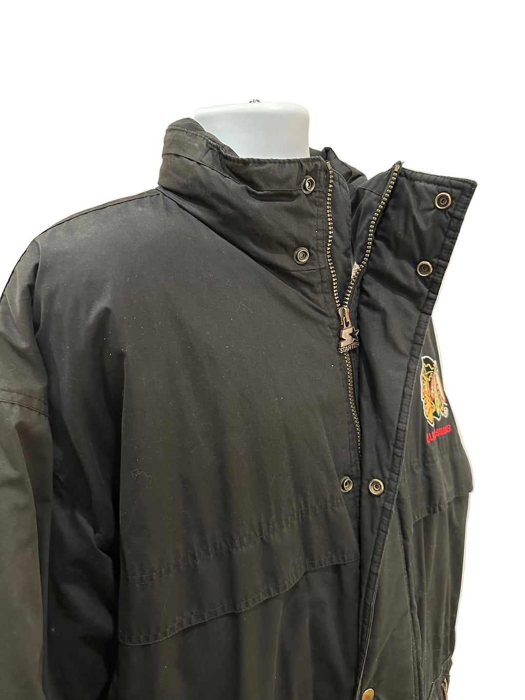 (Mens XL) 90s Starter Chicago Blackhawks Coaches Trench
