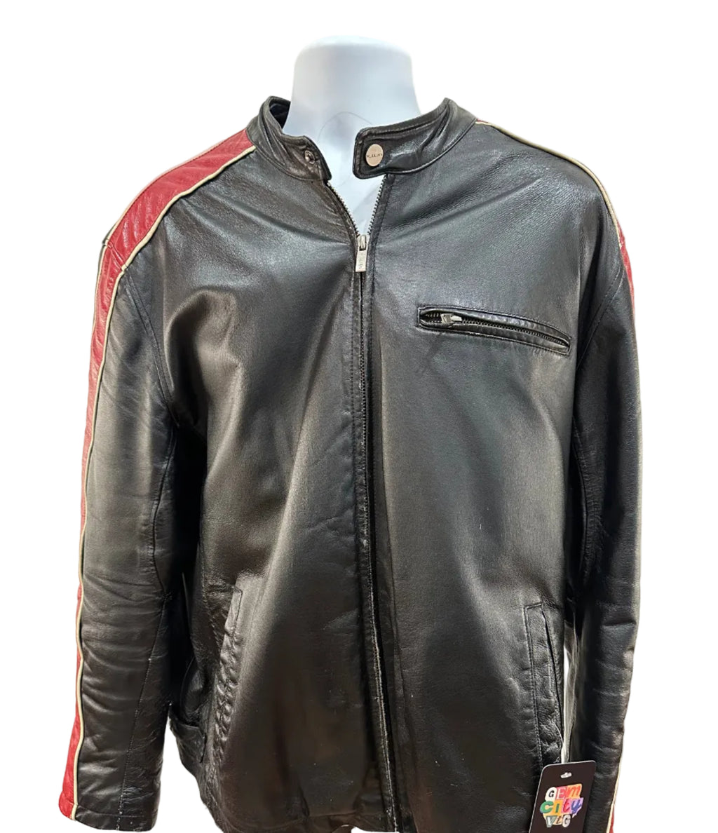 (Mens XL) Vintage Wilson M. Julian Leather Striped Jacket