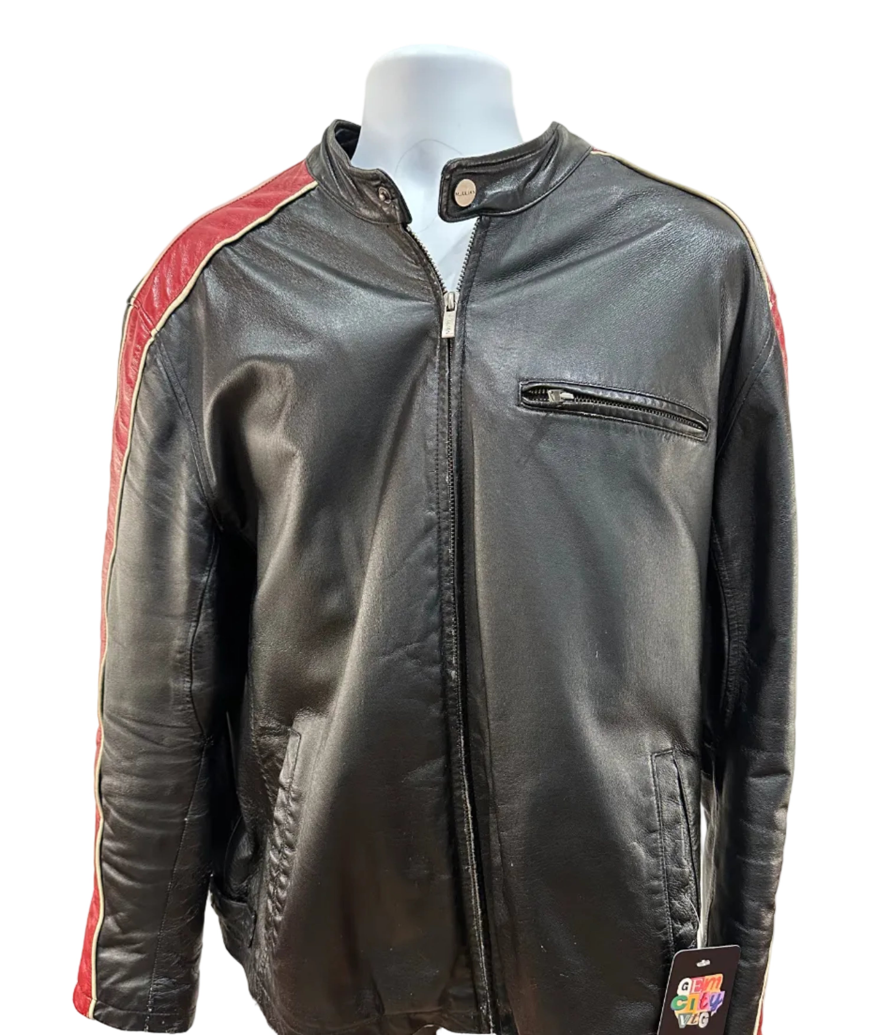 (Mens XL) Vintage Wilson M. Julian Leather Striped Jacket
