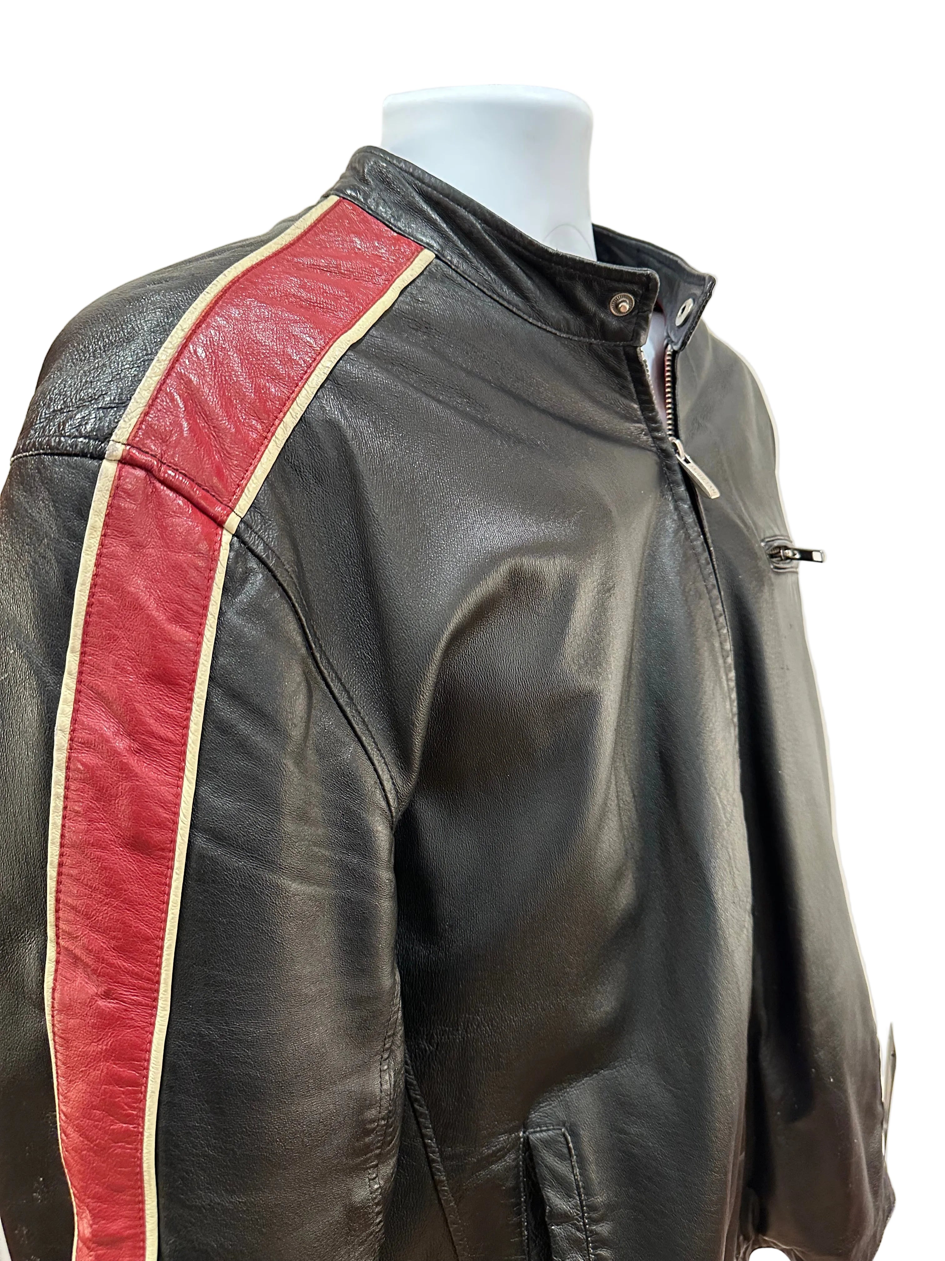 (Mens XL) Vintage Wilson M. Julian Leather Striped Jacket