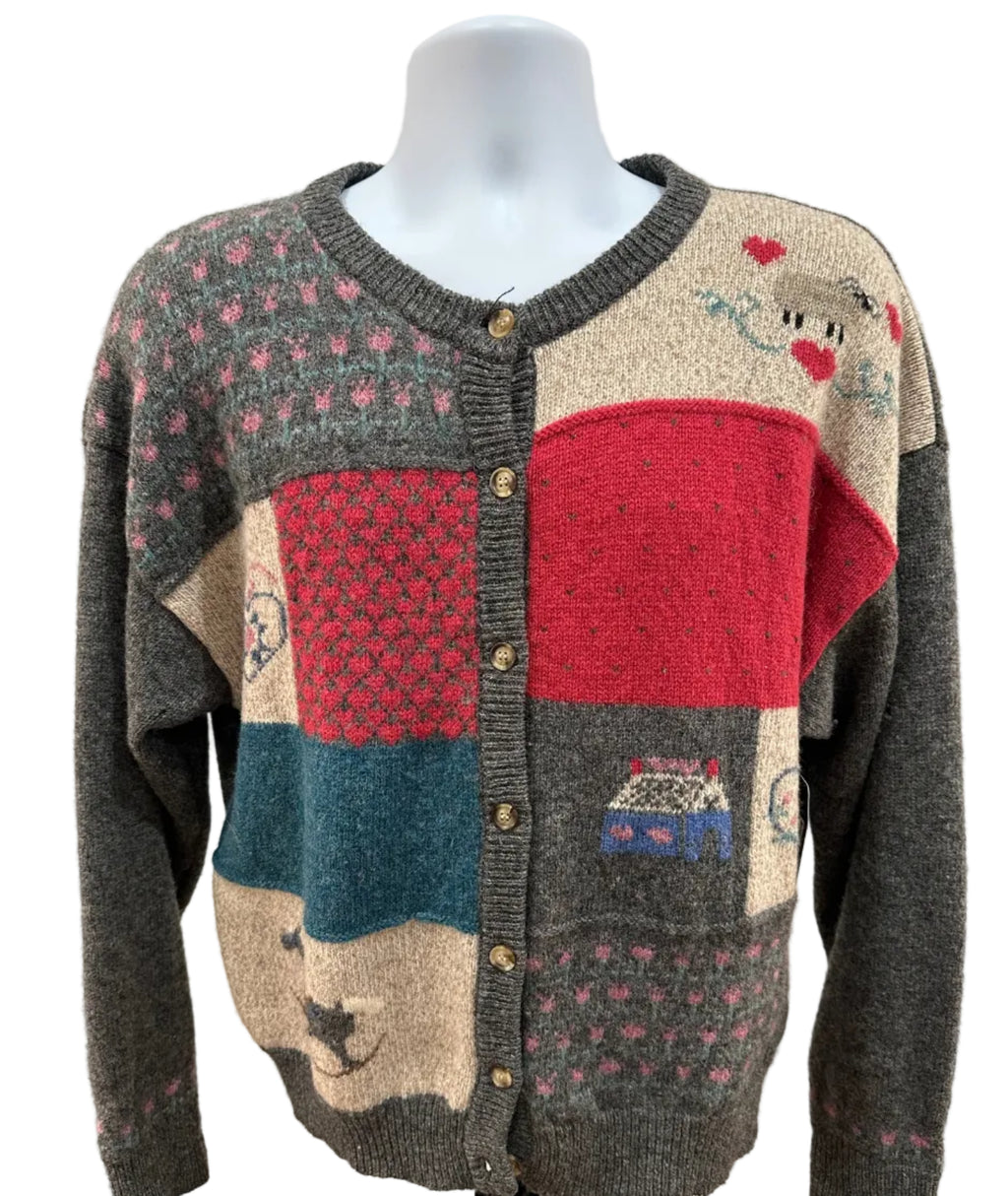 (Women's XL) Vintage 1990 Eddie Bauer Cottage Wool Cardigan