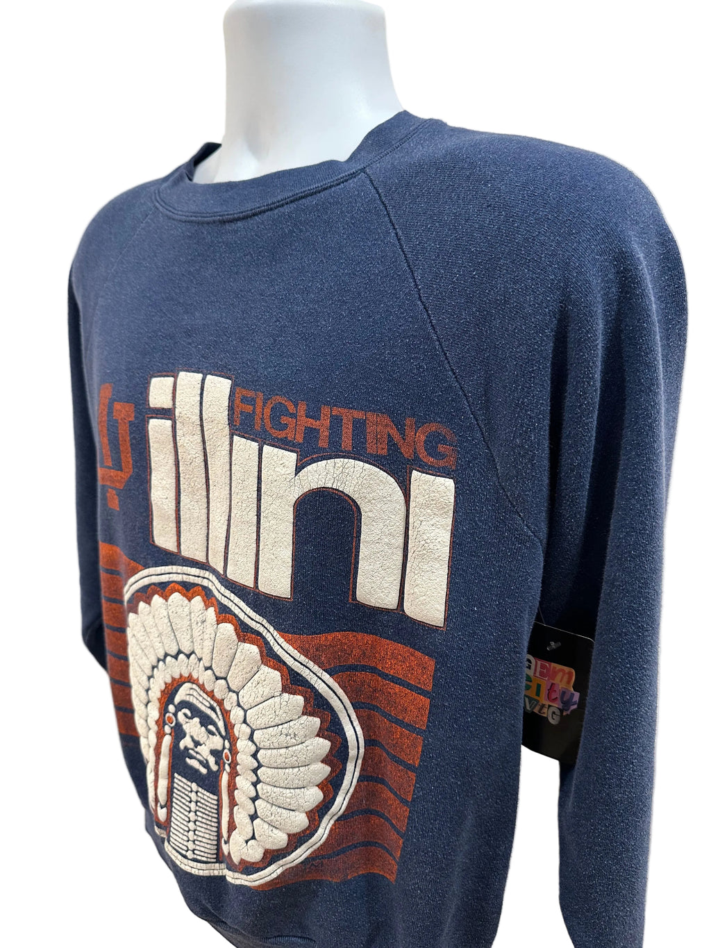 (Mens Medium) 1989 Fighting Illini Chief Crewneck