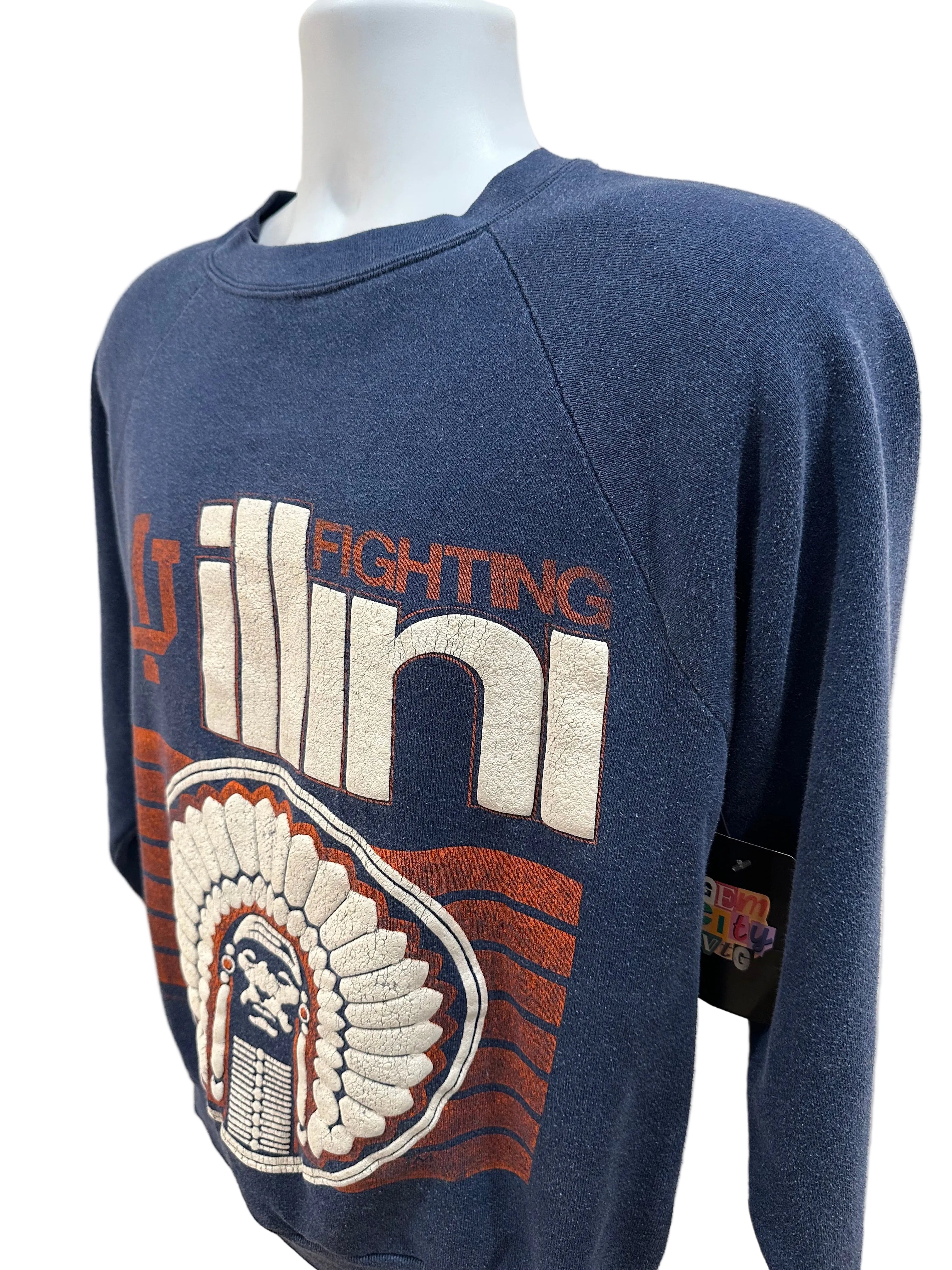 (Mens Medium) 1989 Fighting Illini Chief Crewneck