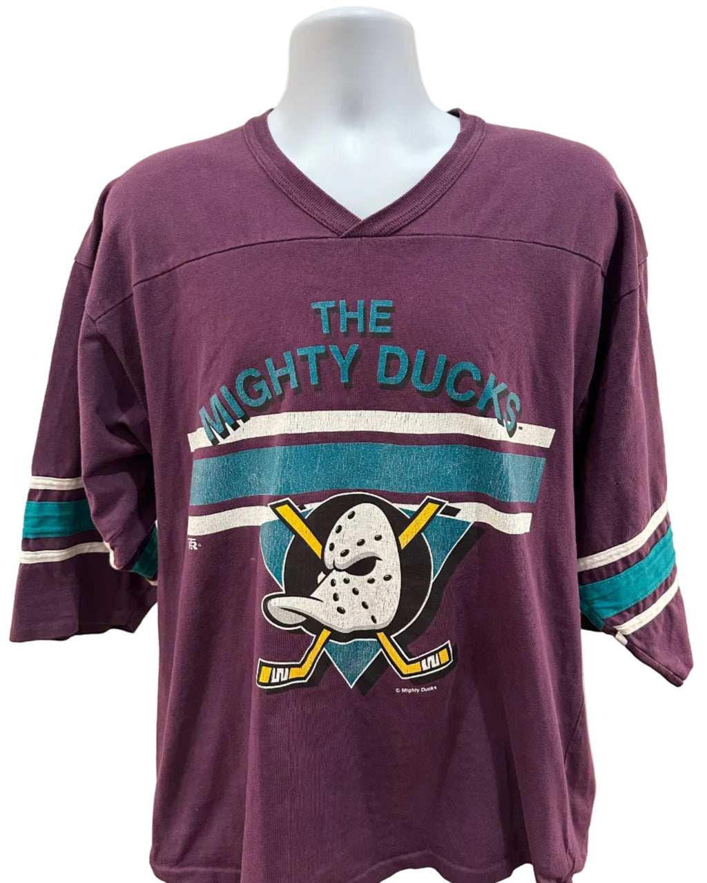 (Men's XL) 90s Mighty Ducks 3/4 Sleeve
