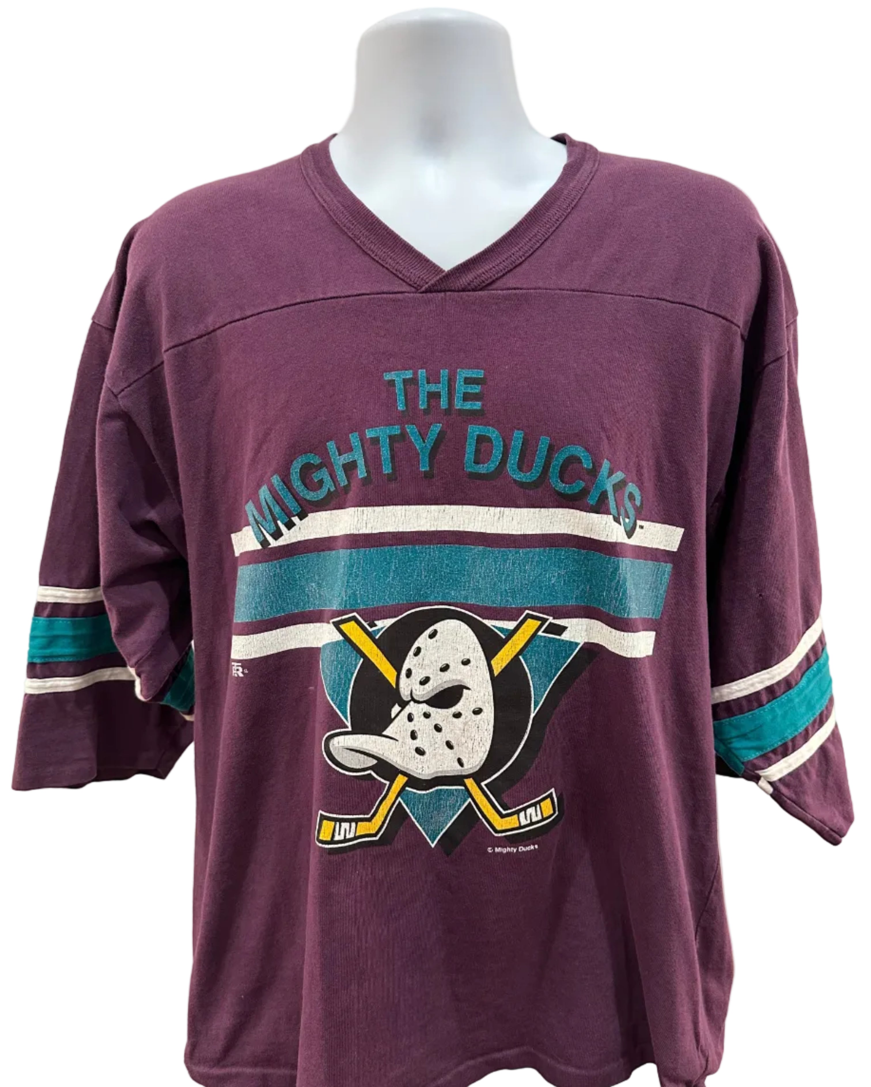 (Men's XL) 90s Mighty Ducks 3/4 Sleeve