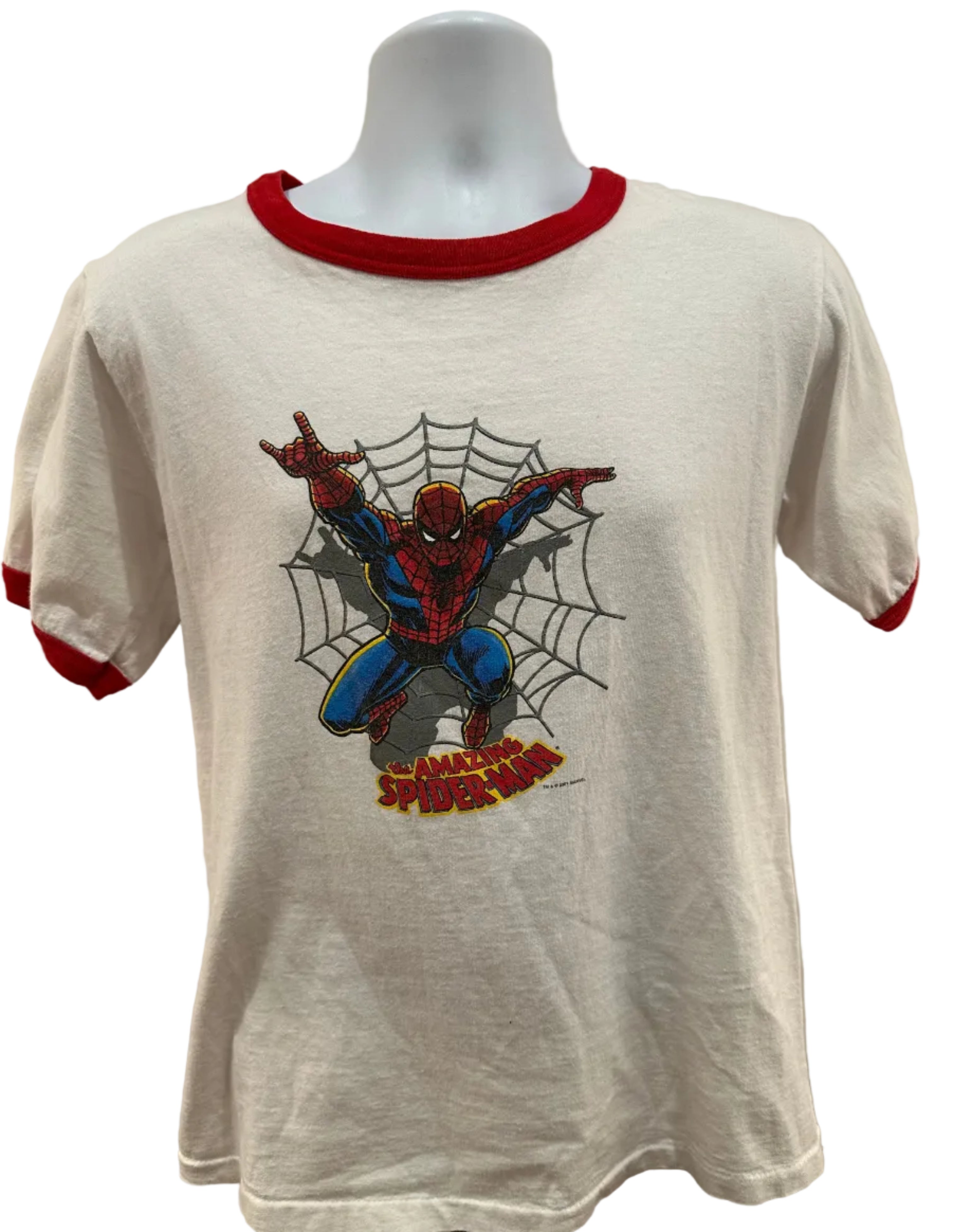 (Mens Medium) 2001 Spiderman Ringer Short Sleeve