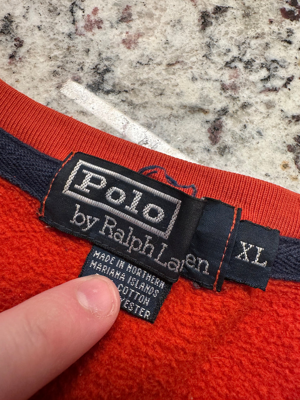 (Men's XL) 90s Orange Polo Crewneck