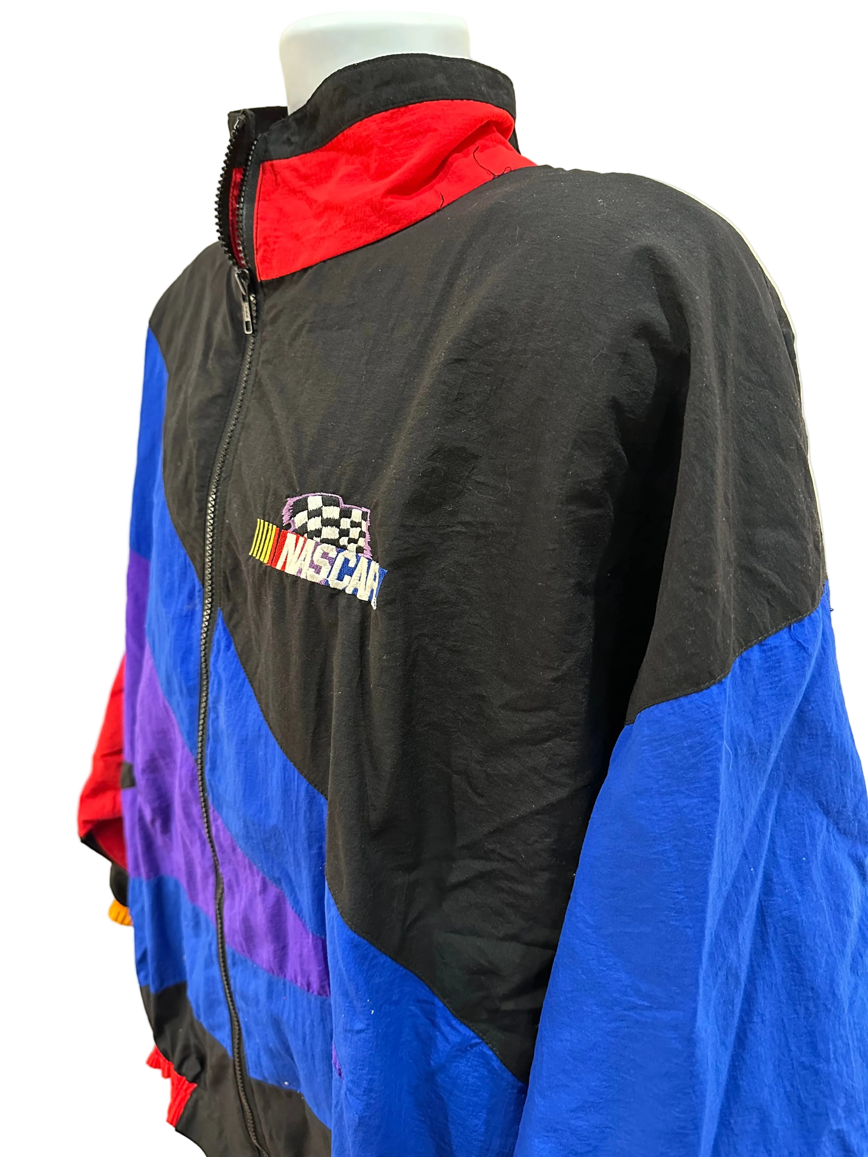 (Mens XL) 90s Nascar Colorblock Windbreaker Zip Up Jacket