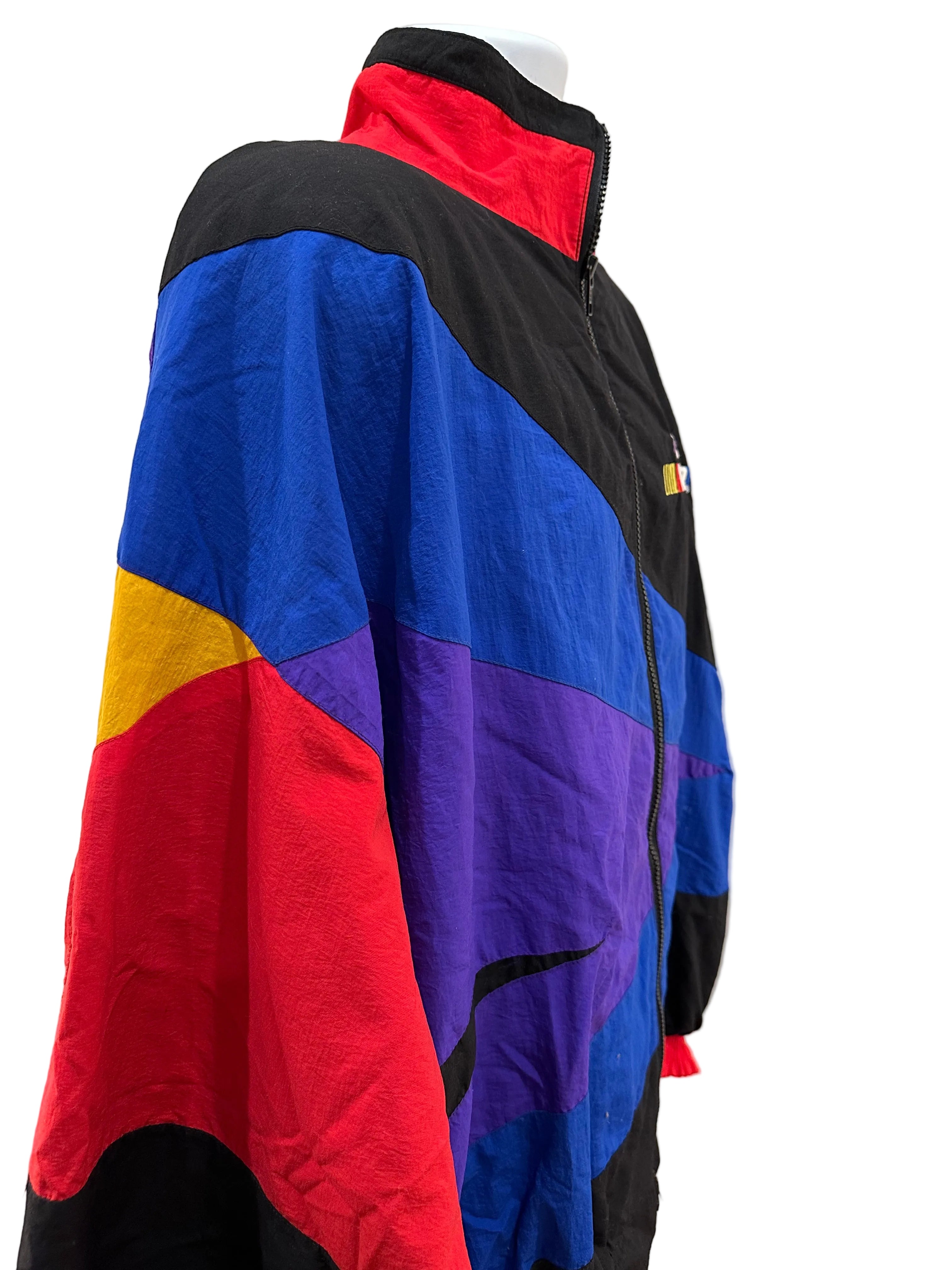 (Mens XL) 90s Nascar Colorblock Windbreaker Zip Up Jacket