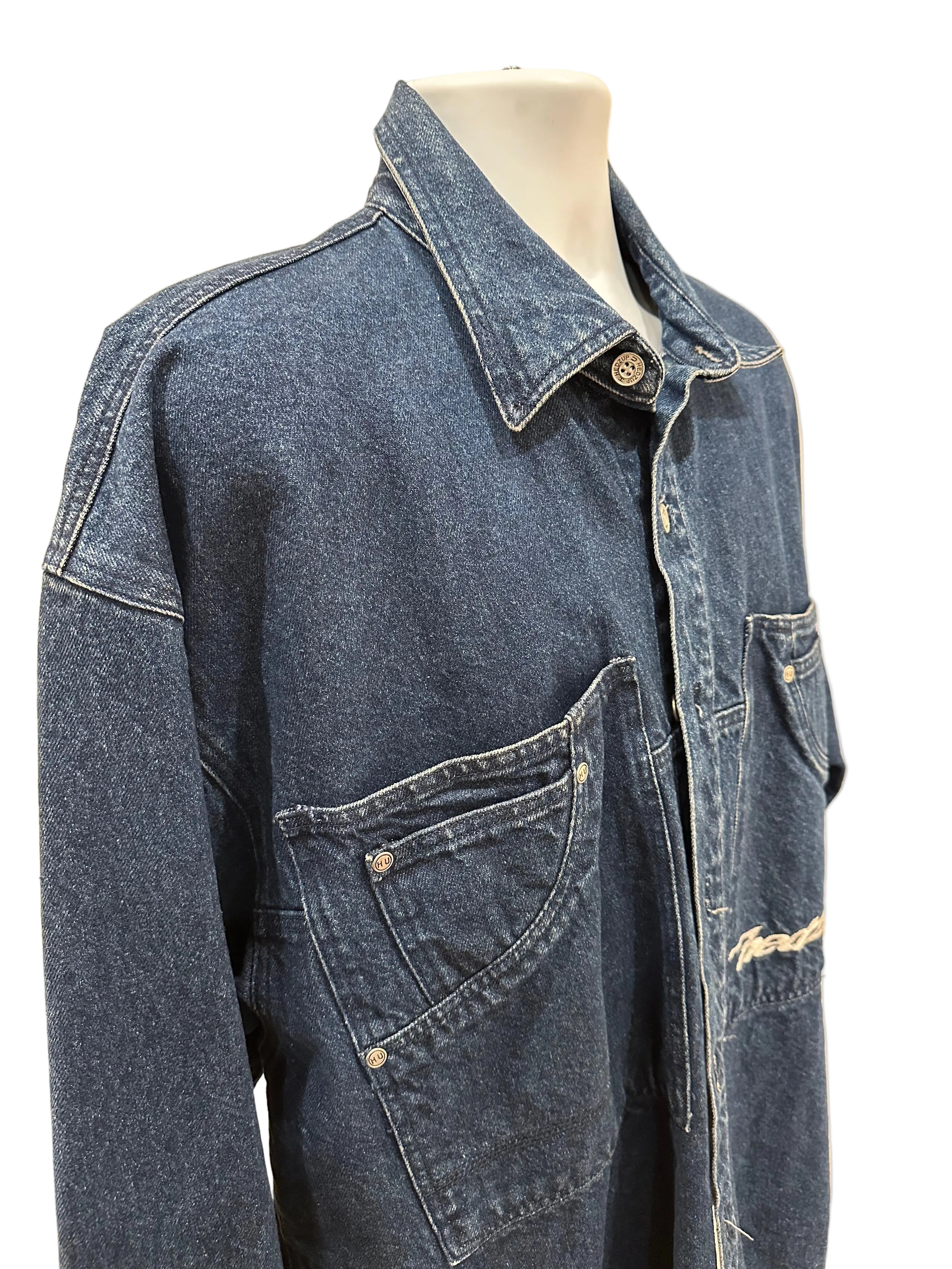 (Mens XL) Y2K Hedz Up Denim Jacket
